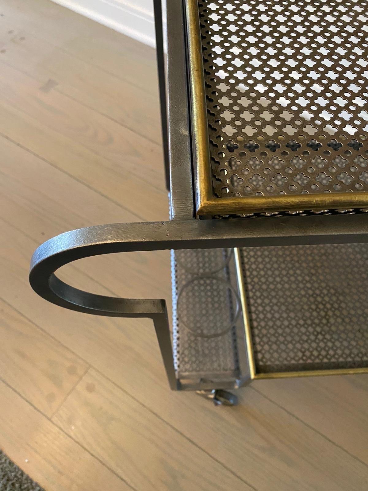 Original Mid-Century Mathieu Matégot Perforated Metal & Brass Bar Cart/Trolley 1