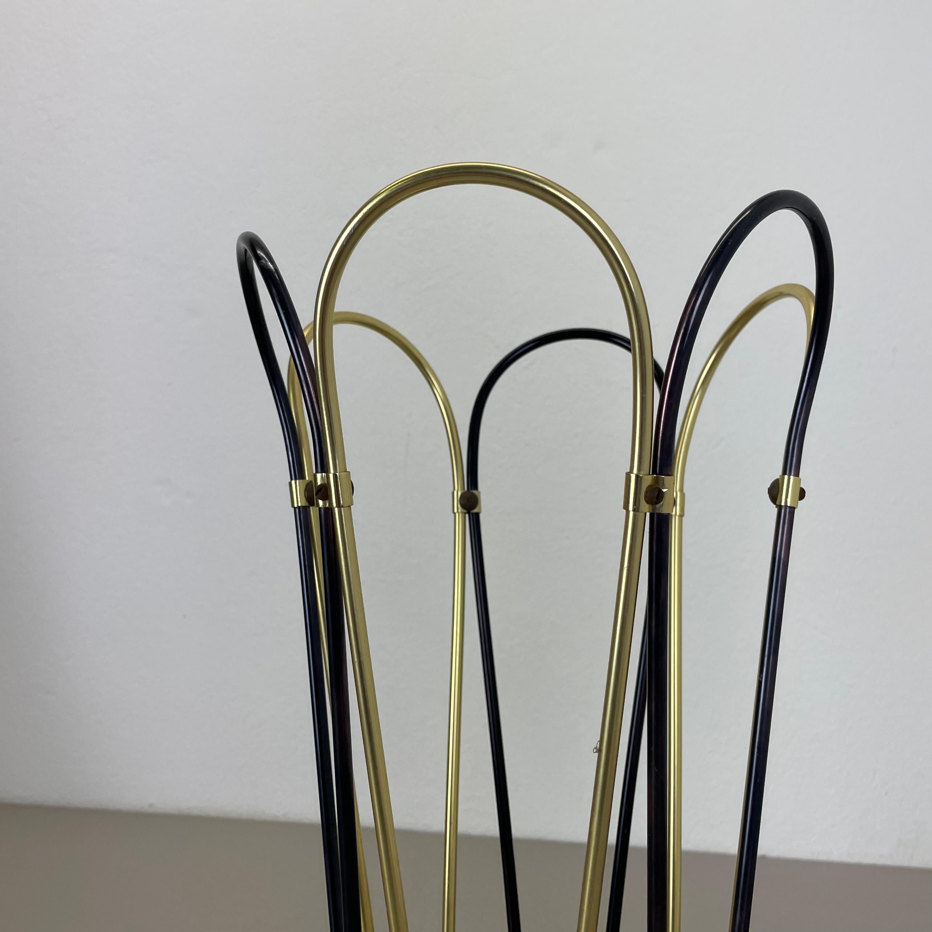 Original Mid-Century Metal Brass Modernist Bauhaus Umbrella Stand Germany, 1950s en vente 7