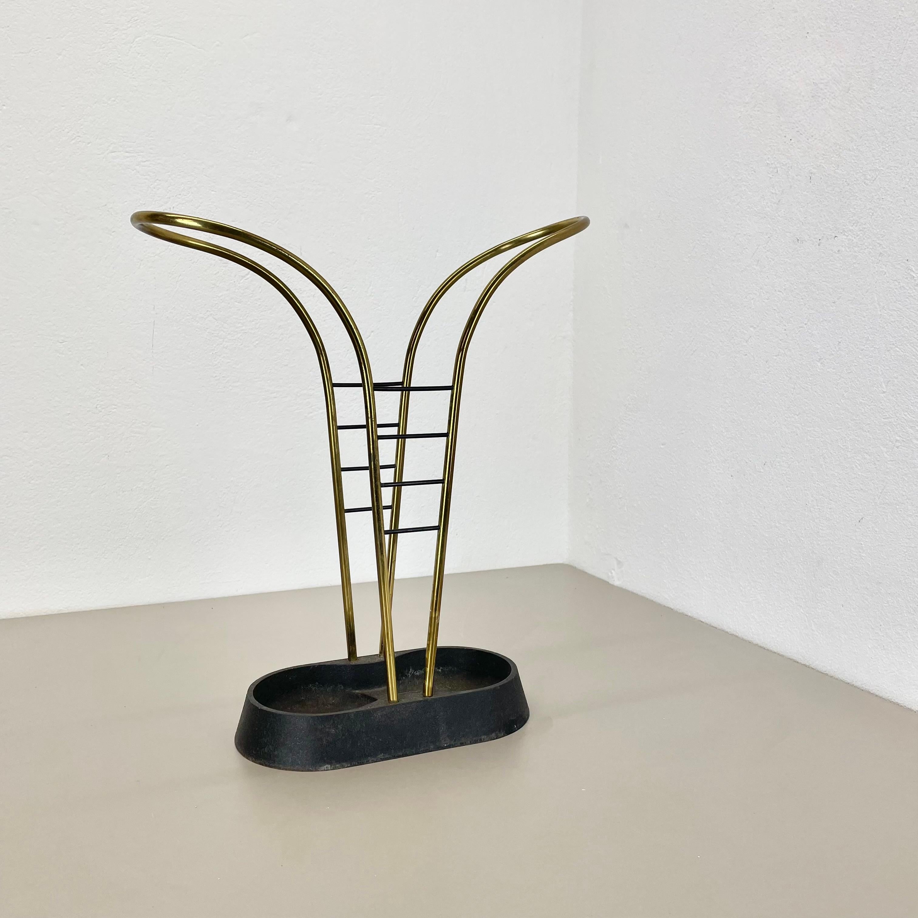 Original Mid-Century Metal Brass Modernist Bauhaus Umbrella Stand Germany, 1950s For Sale 12