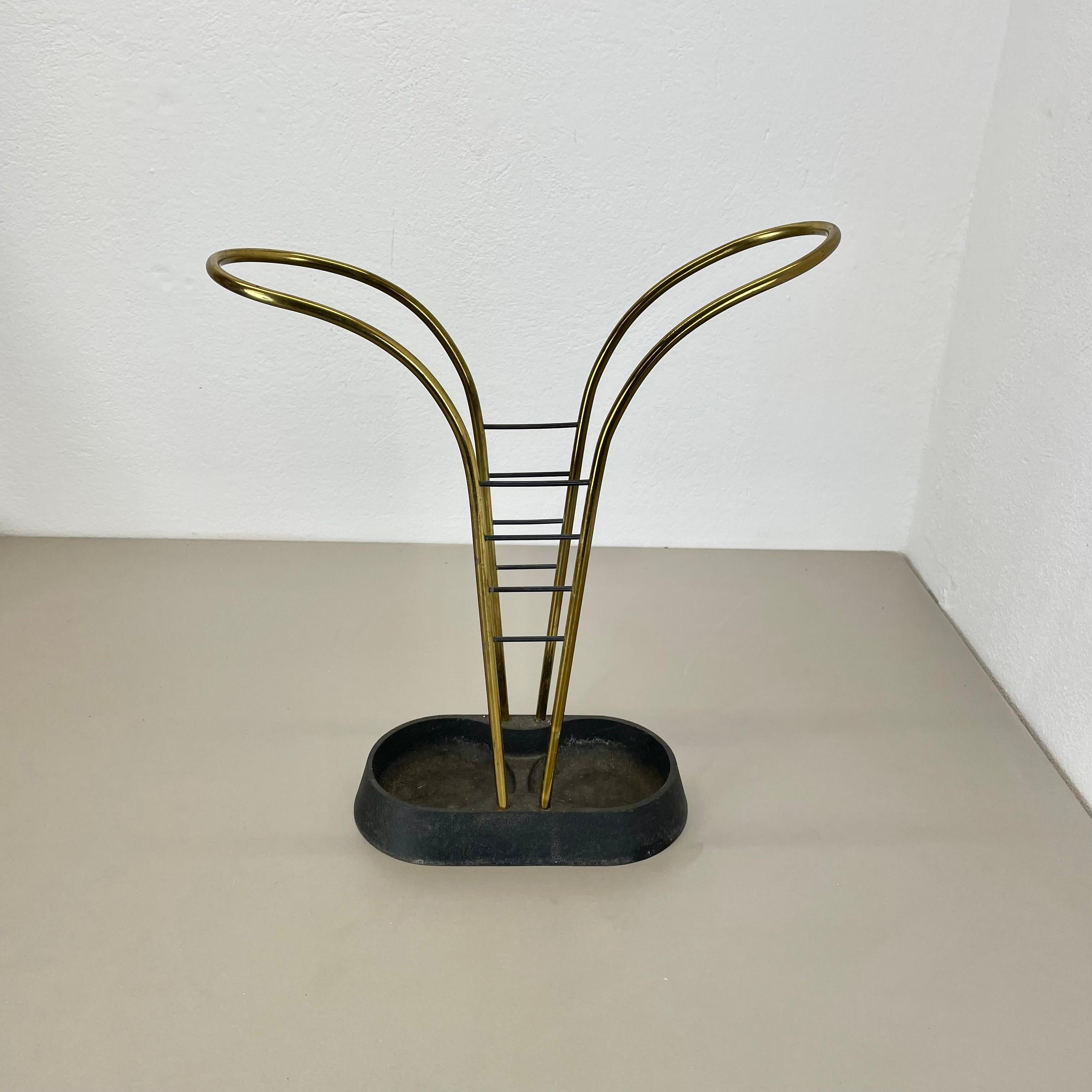 Original Mid-Century Metal Brass Modernist Bauhaus Umbrella Stand Germany, 1950s For Sale 13