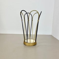 Original Mid-Century Metal Brass Modernist Bauhaus Umbrella Stand Germany, 1950s