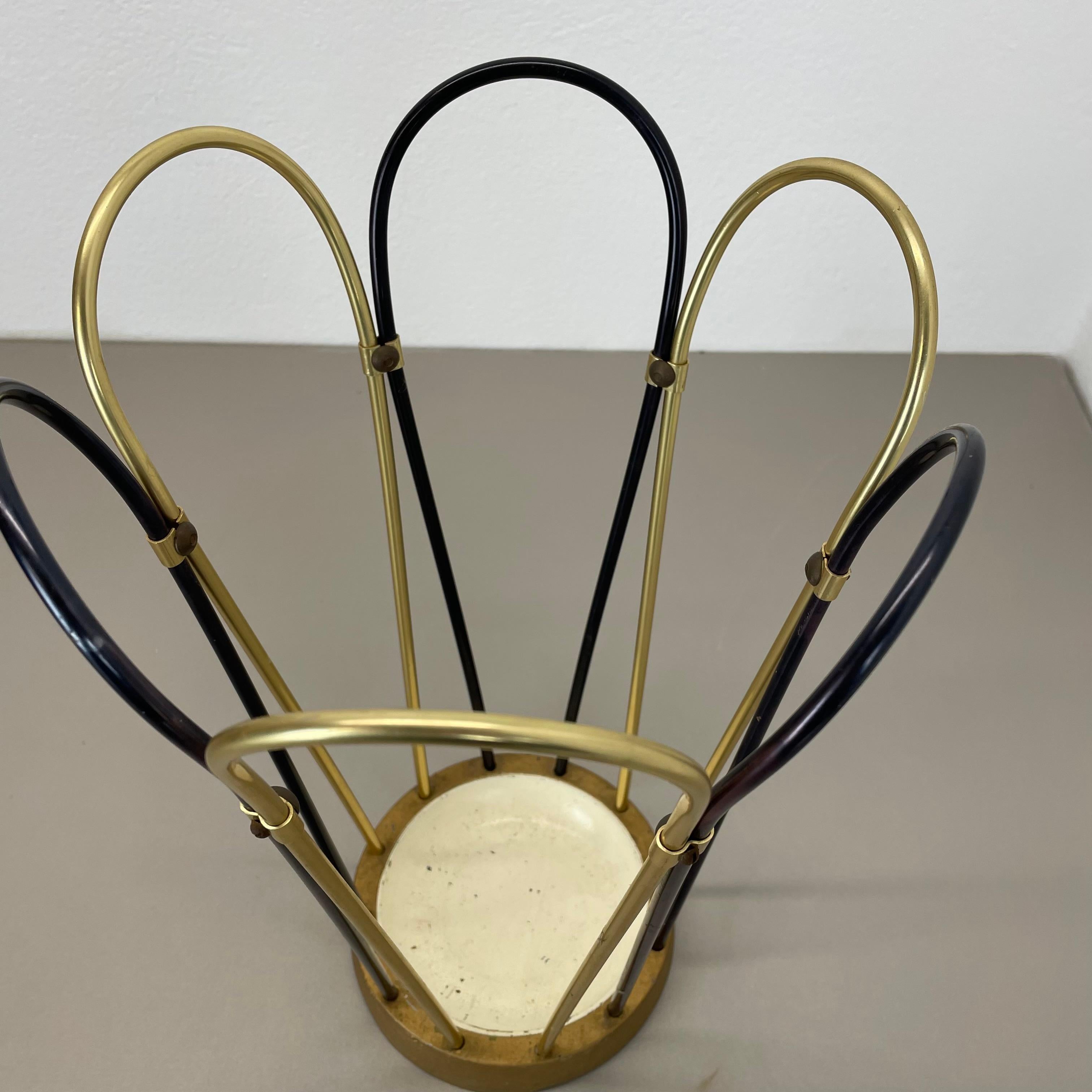 Original Mid-Century Metal Brass Modernist Bauhaus Umbrella Stand Germany, 1950s en vente 2