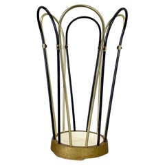 Original Mid-Century Metal Brass Modernist Bauhaus Umbrella Stand Germany, 1950s
