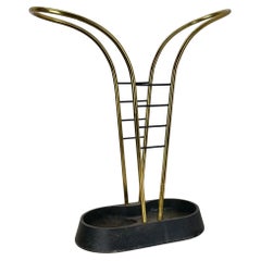 Original Mid-Century Metal Brass Modernist Bauhaus Umbrella Stand Germany, 1950s