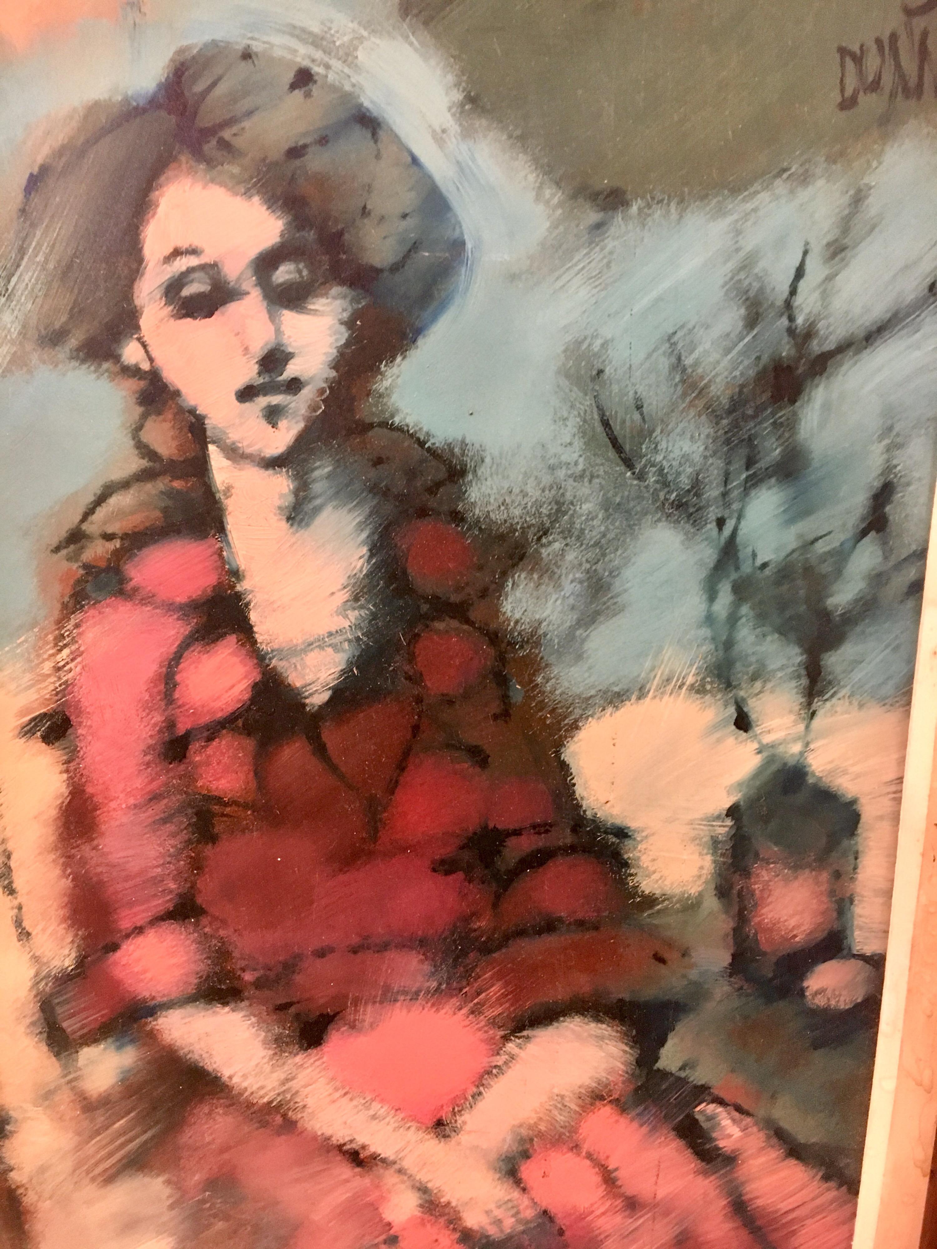 Mid-20th Century Original Mid-Century Modern Artist Signed Painting Dunn, 1957