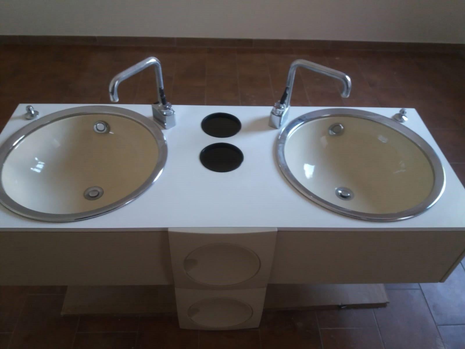 Italian Original Mid-Century Modern Bathroom Interior Furniture Vanity Set, Italy, 1970s For Sale