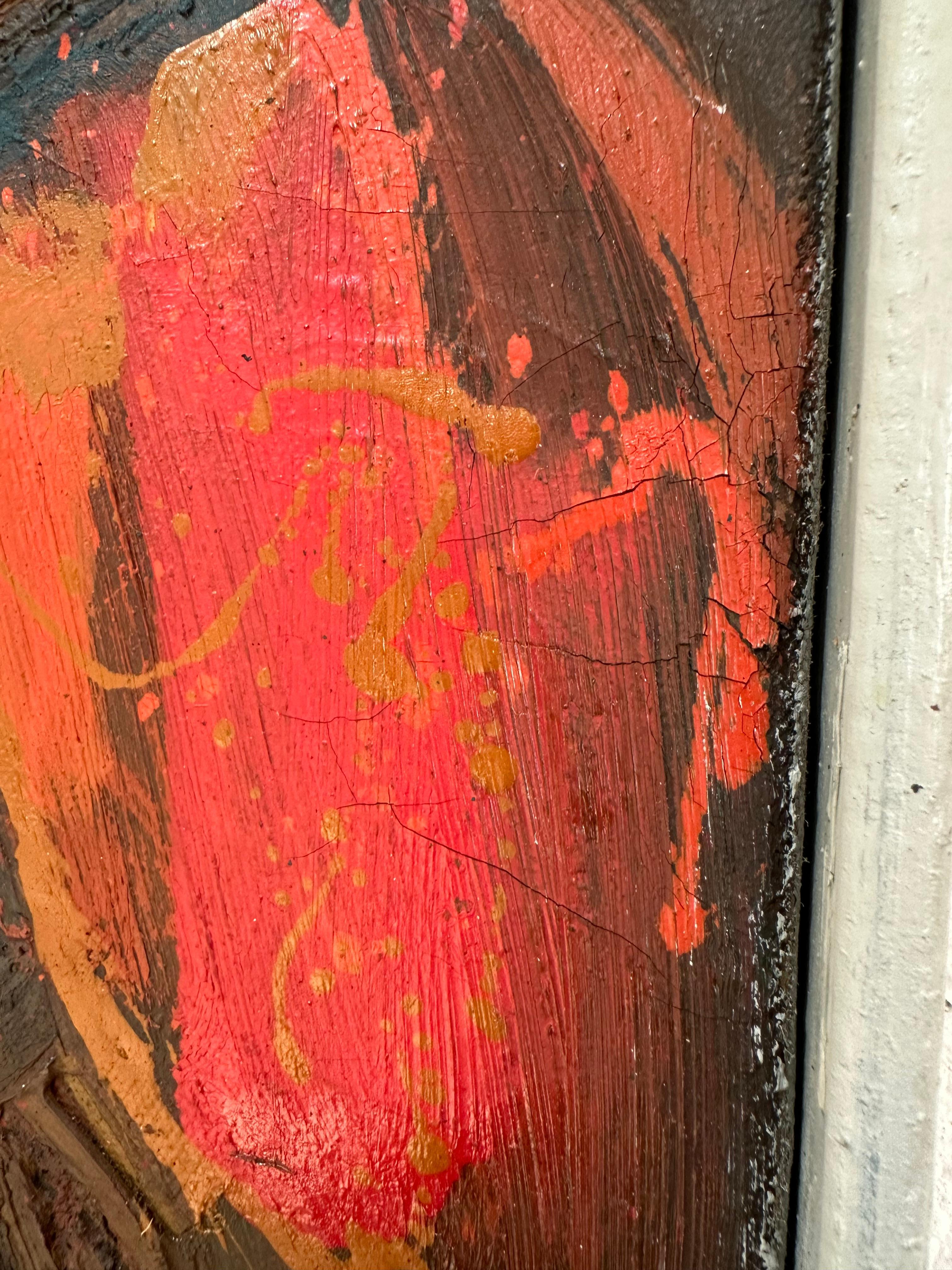 Peinture à l'huile abstraite originale du milieu du siècle dernier en vente 4