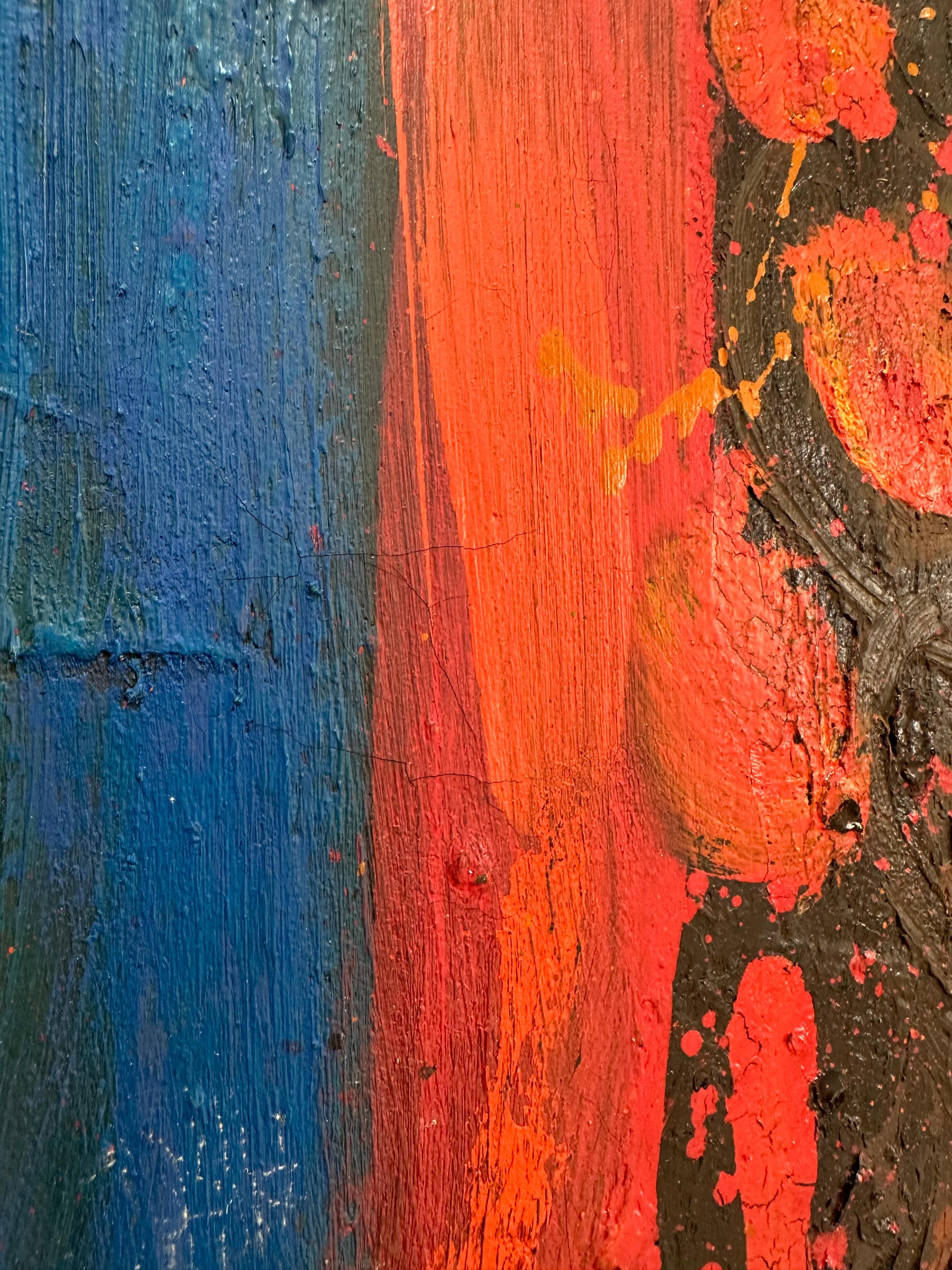 Peinture à l'huile abstraite originale du milieu du siècle dernier en vente 5