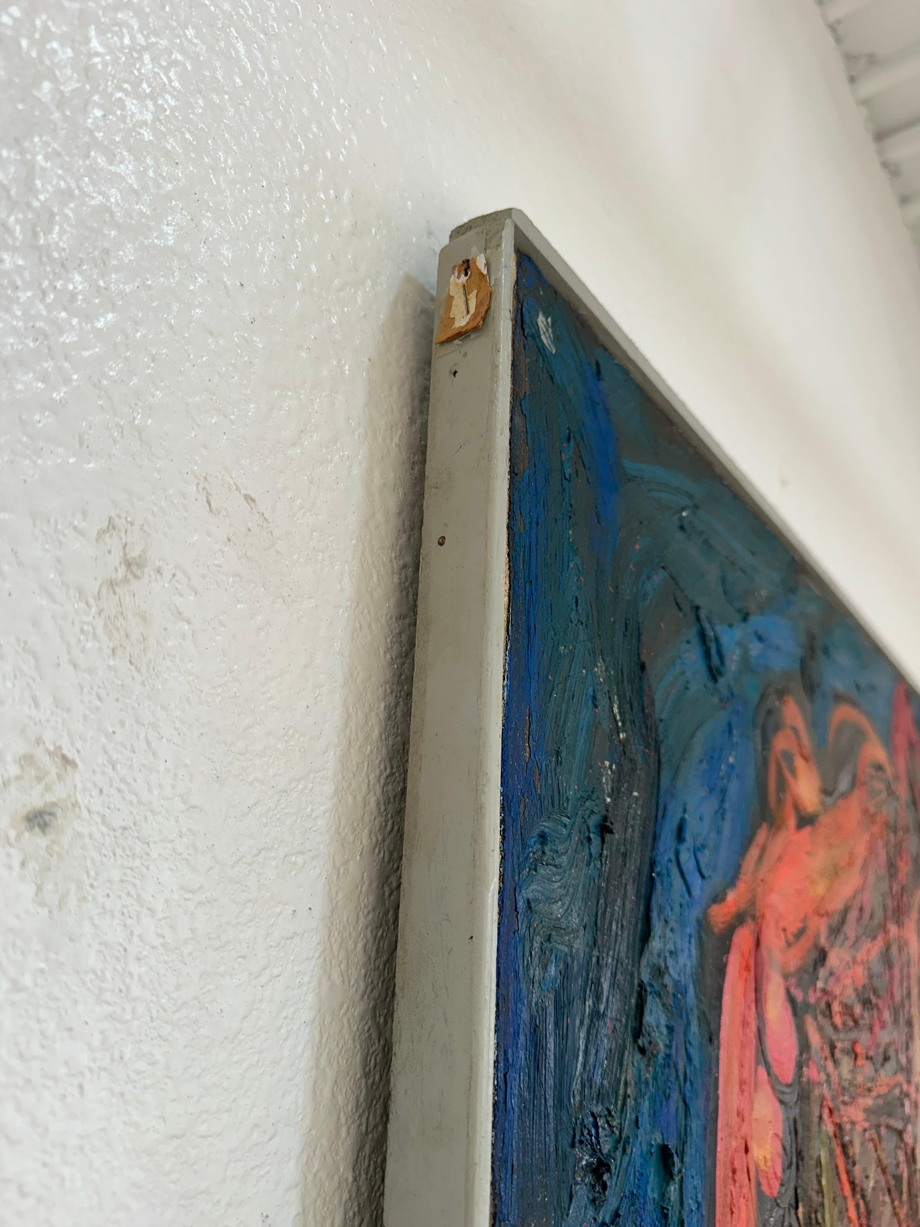 Peinture à l'huile abstraite originale du milieu du siècle dernier en vente 7