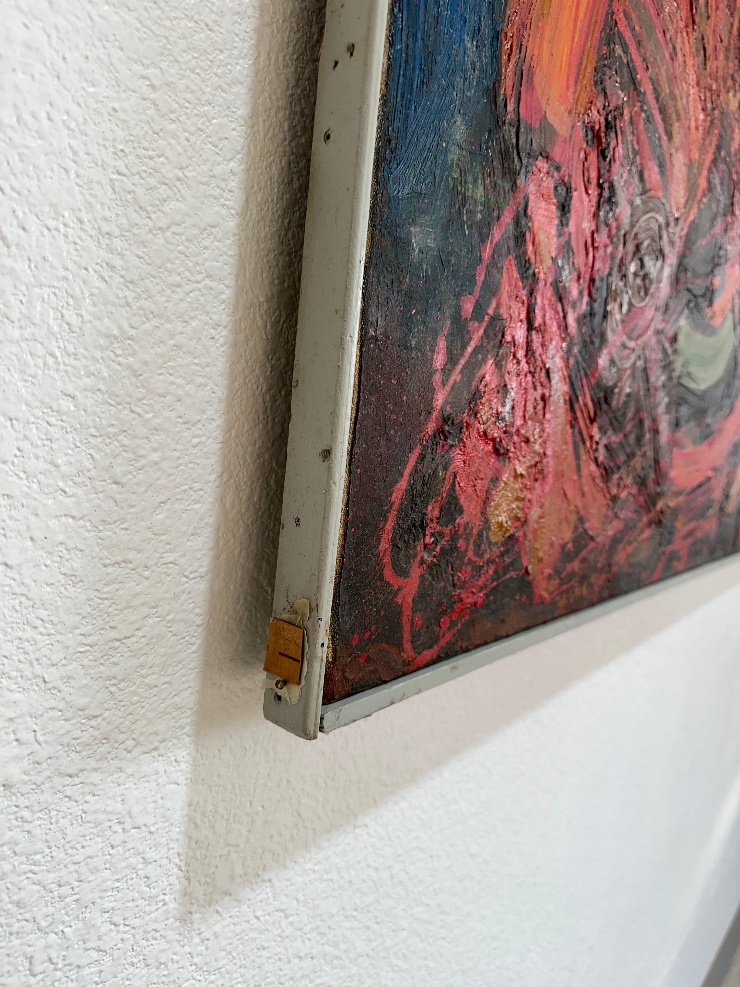 Peinture à l'huile abstraite originale du milieu du siècle dernier en vente 8