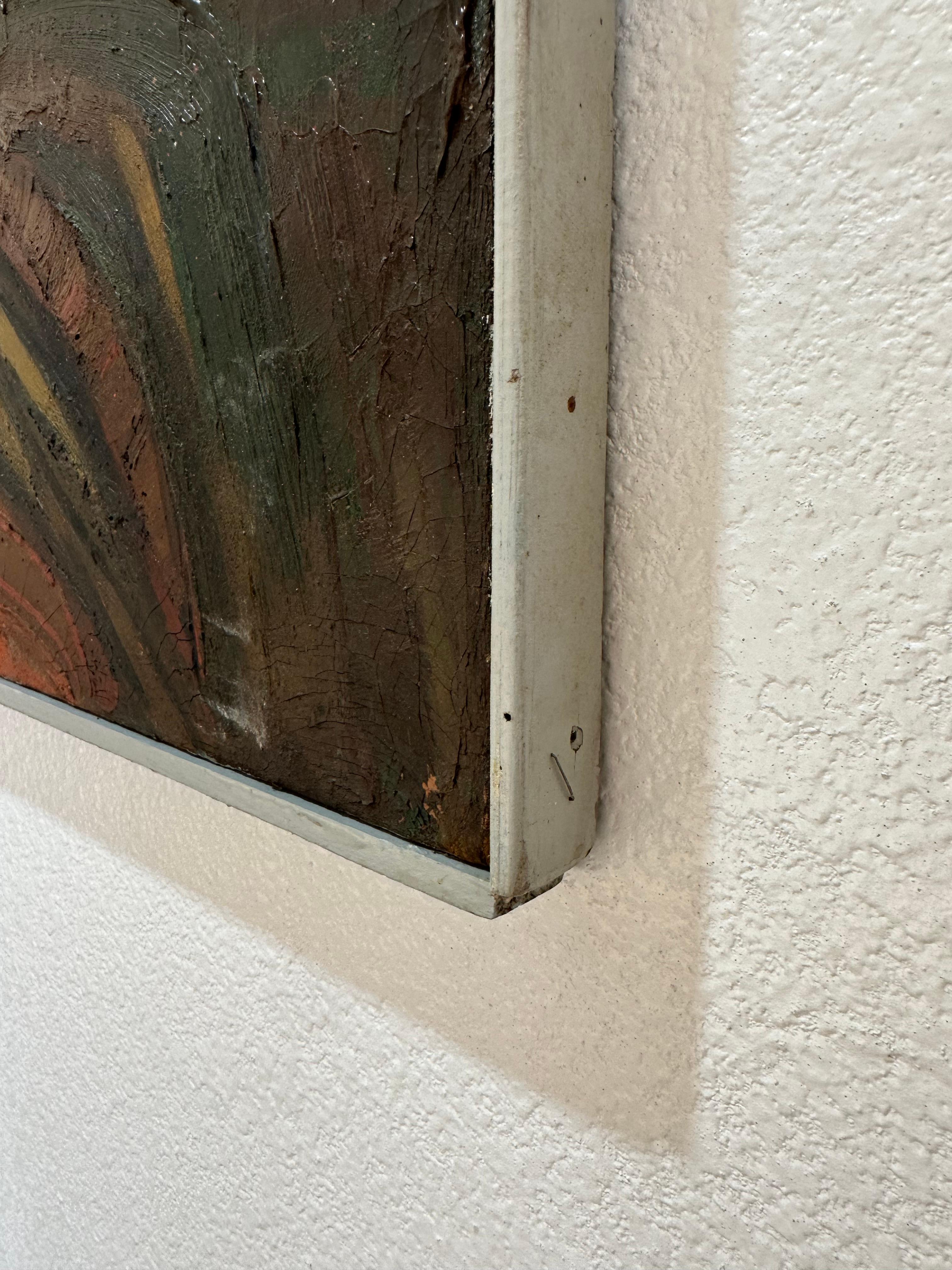 Peinture à l'huile abstraite originale du milieu du siècle dernier en vente 9