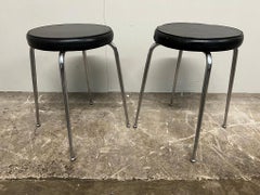 Original Mid-Century Modern Chrome Vintage Retro Stools, 1960s, Set of 2