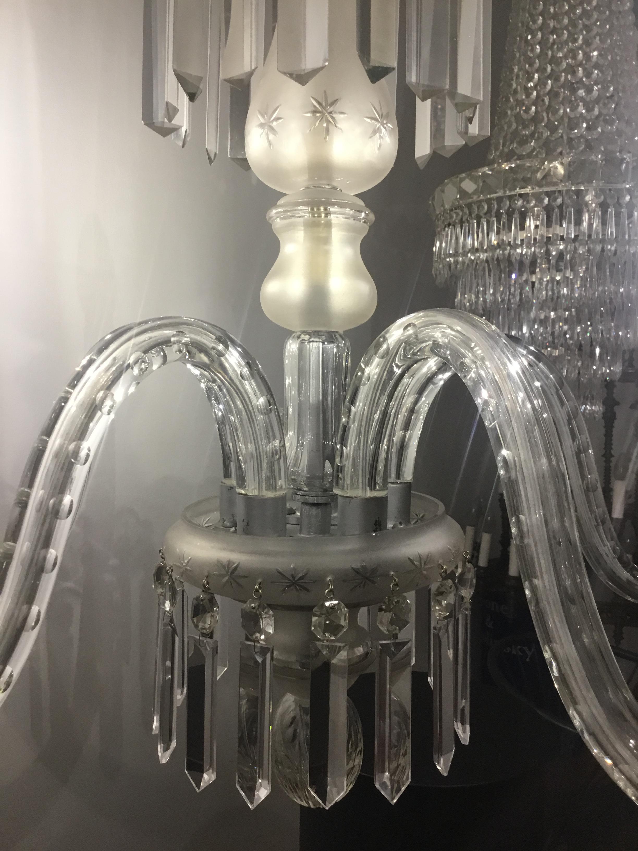 Original Mid-Century Modern Elegant Austrian Glass Chandelier and Wall Lamp In Excellent Condition For Sale In Vienna, AT
