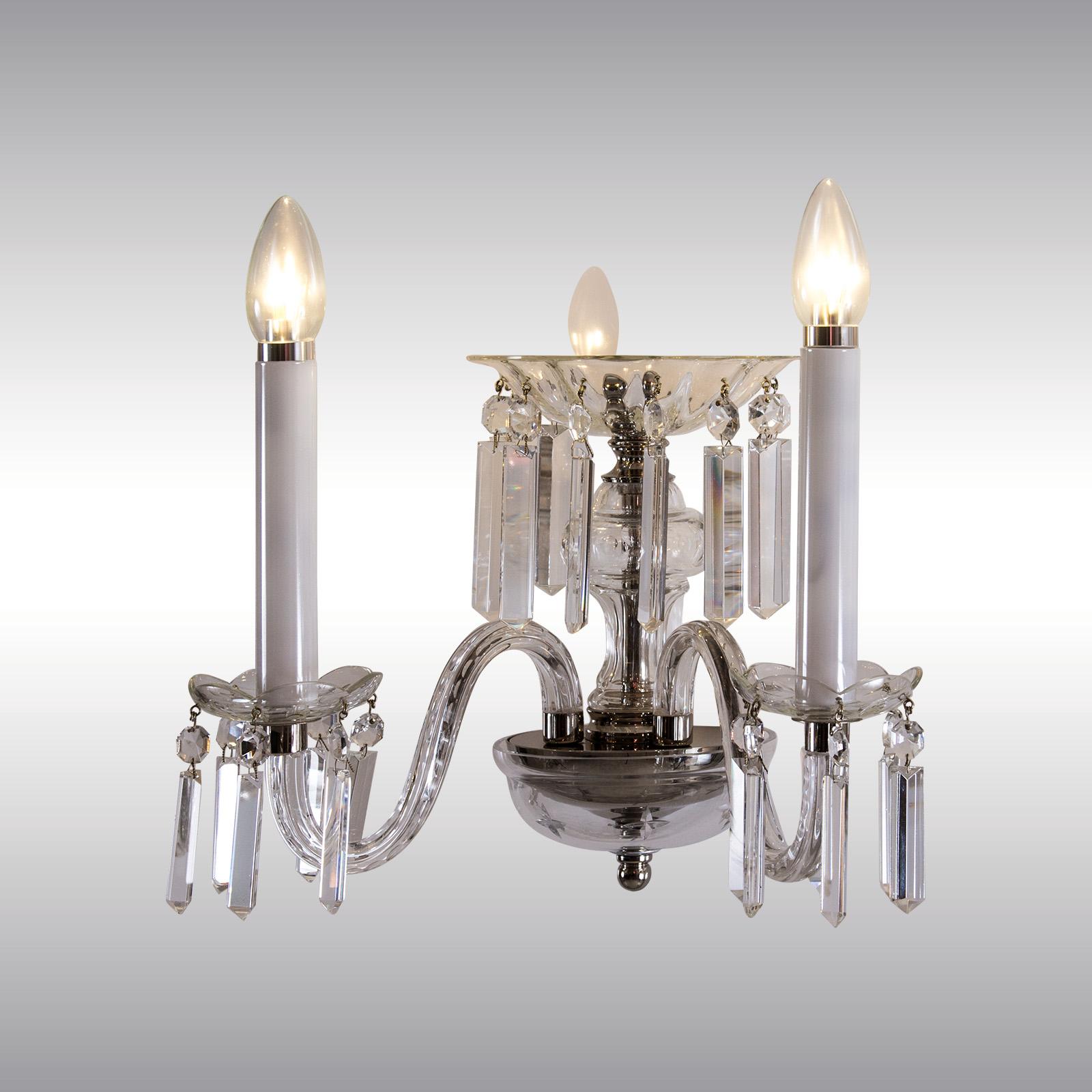 Original Mid-Century Modern Elegant Austrian Glass Chandelier and Wall Lamp For Sale 2
