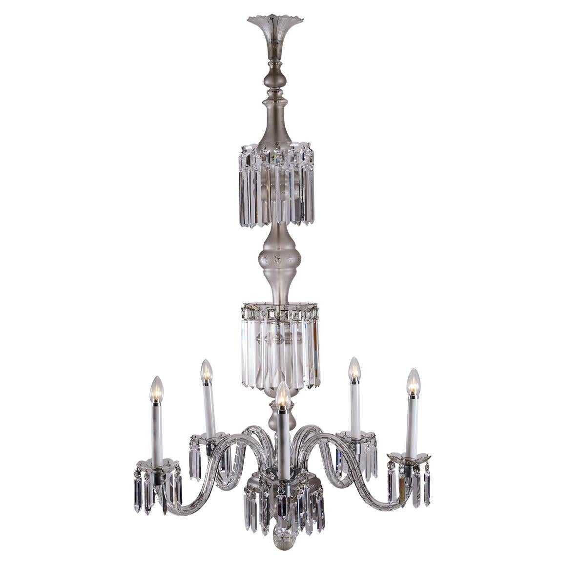 Original Mid-Century Modern Elegant Austrian Glass Chandelier and Wall Lamp For Sale