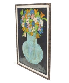 Original Mid Century Modern Flower Painting 44.5" x 34.25"