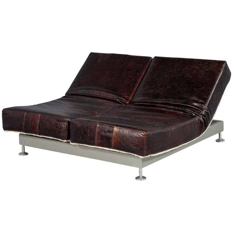 Original Mid Century Modern French, Modern Leather Daybed