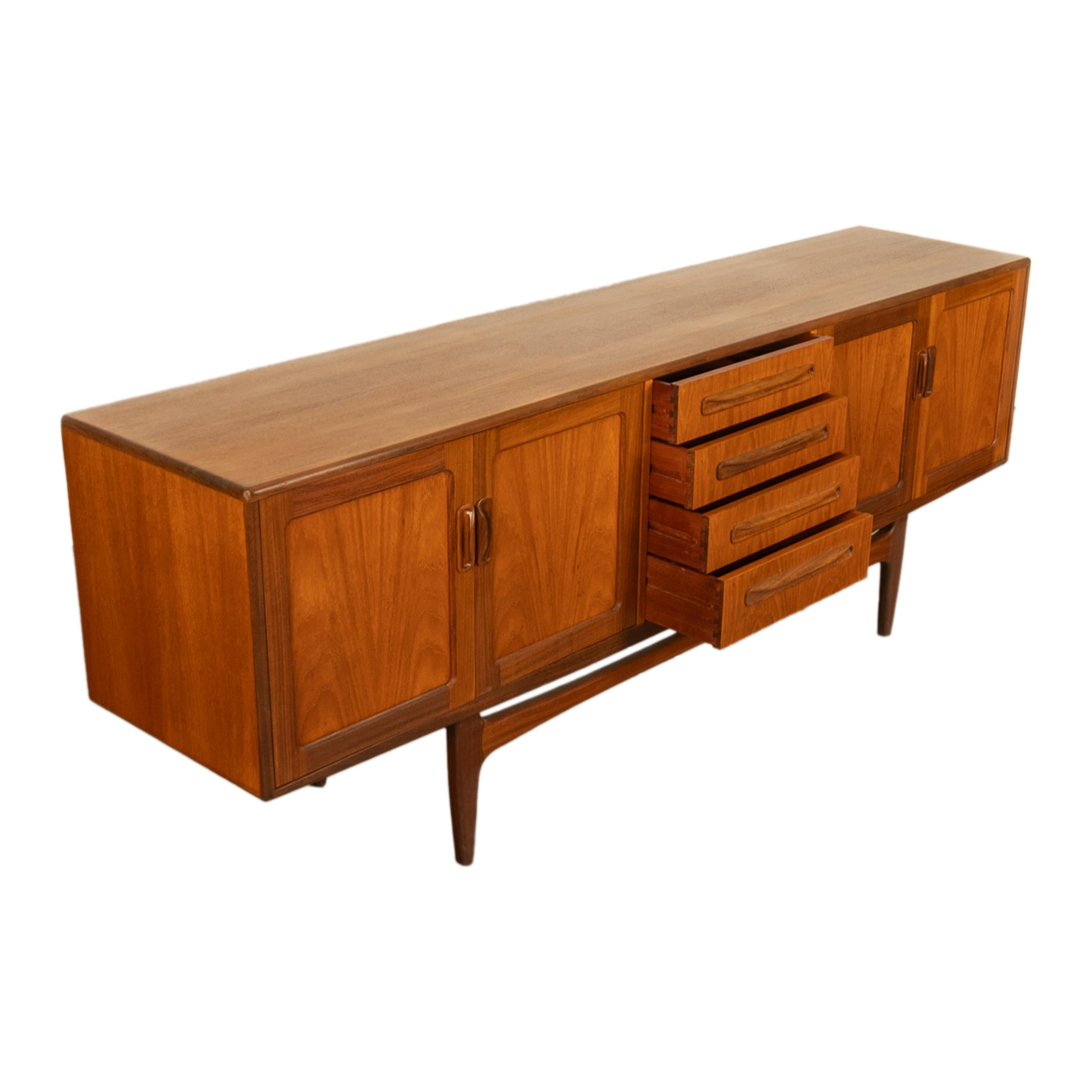 Original Mid Century Modern G Plan Teak Fresco Long 4 Door Drawer Credenza 1966 For Sale 5