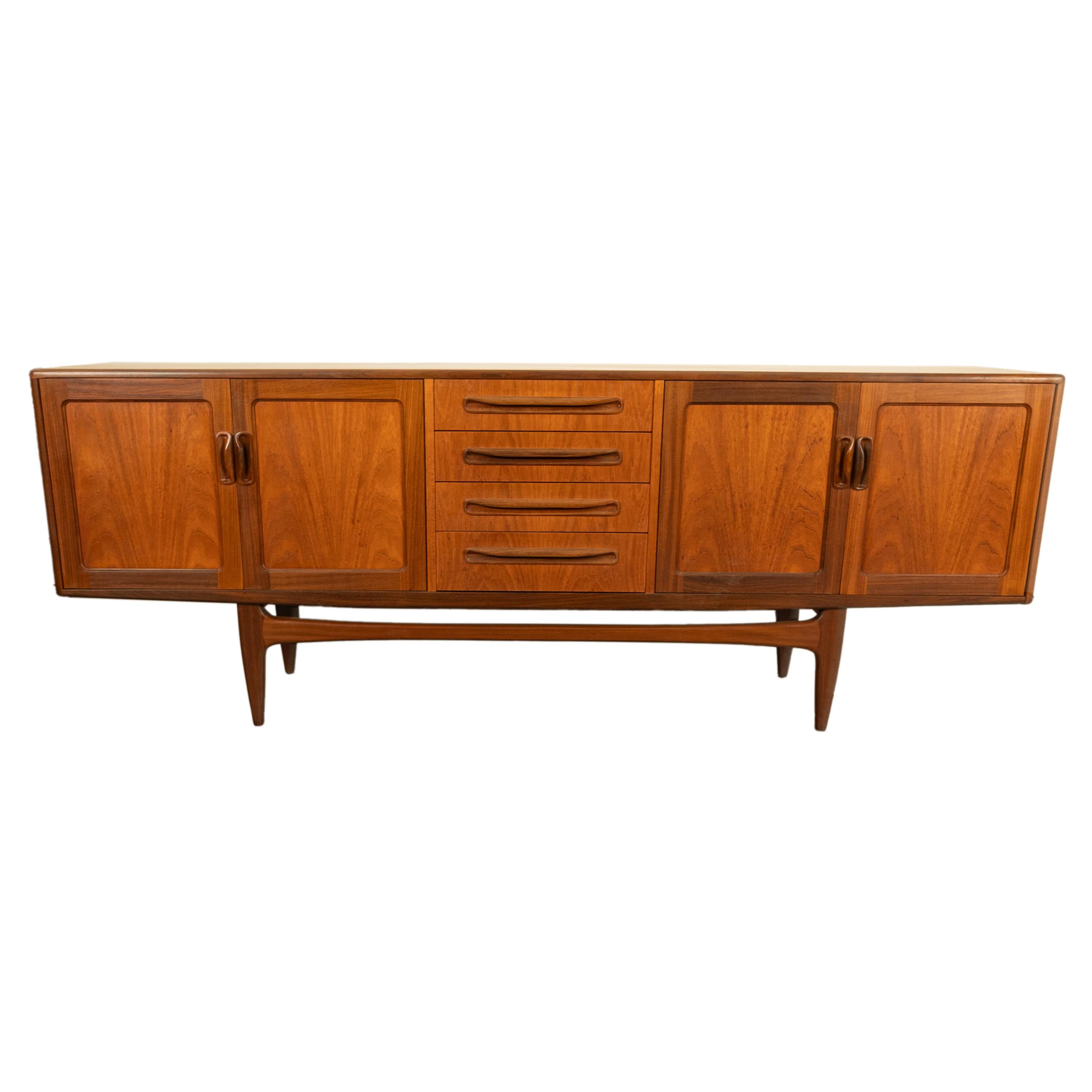 Original Mid Century Modern G Plan Teak Fresco Long 4 Door Drawer Credenza 1966 For Sale 8