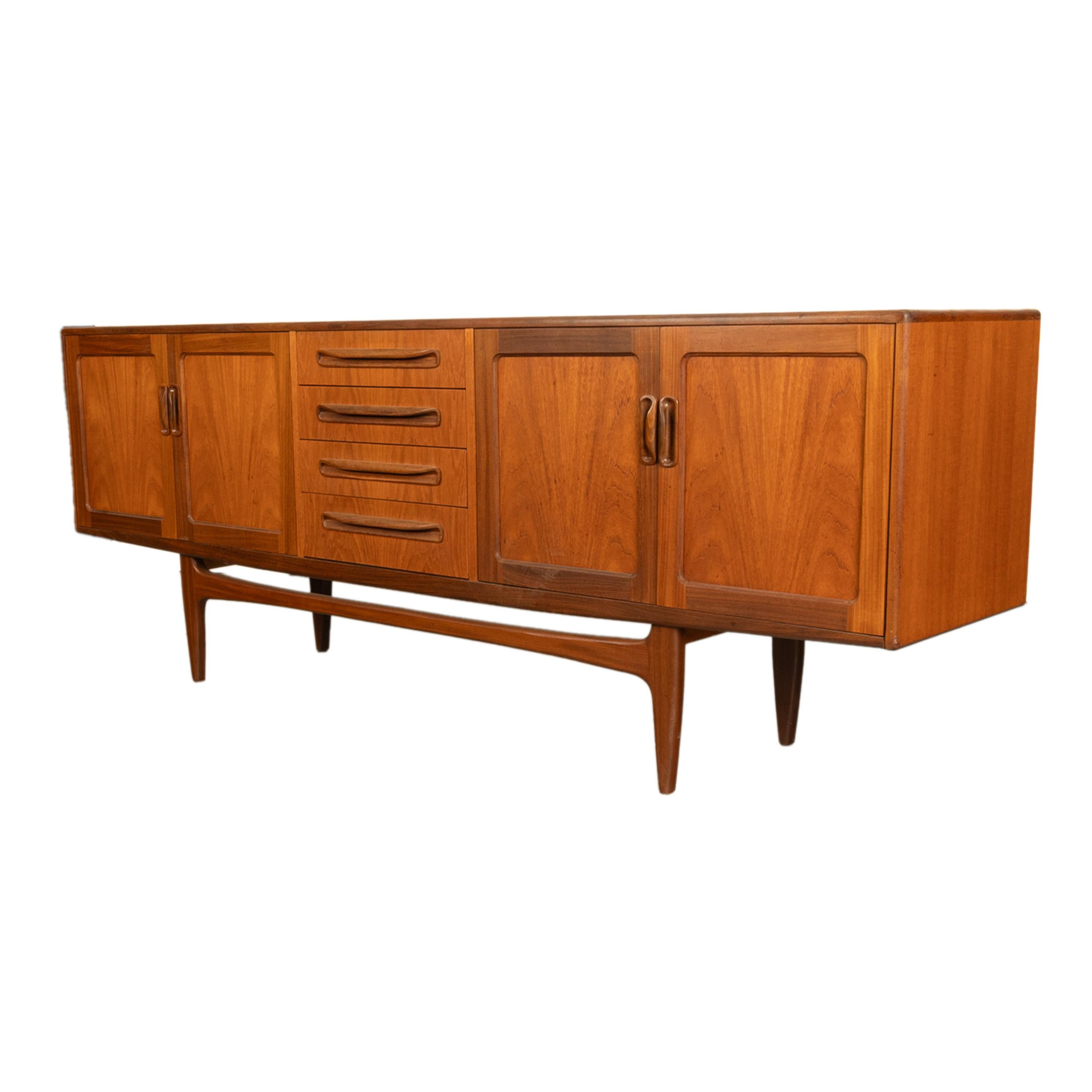 Original Mid Century Modern G Plan Teak Fresco Long 4 Door Drawer Credenza 1966 For Sale 10