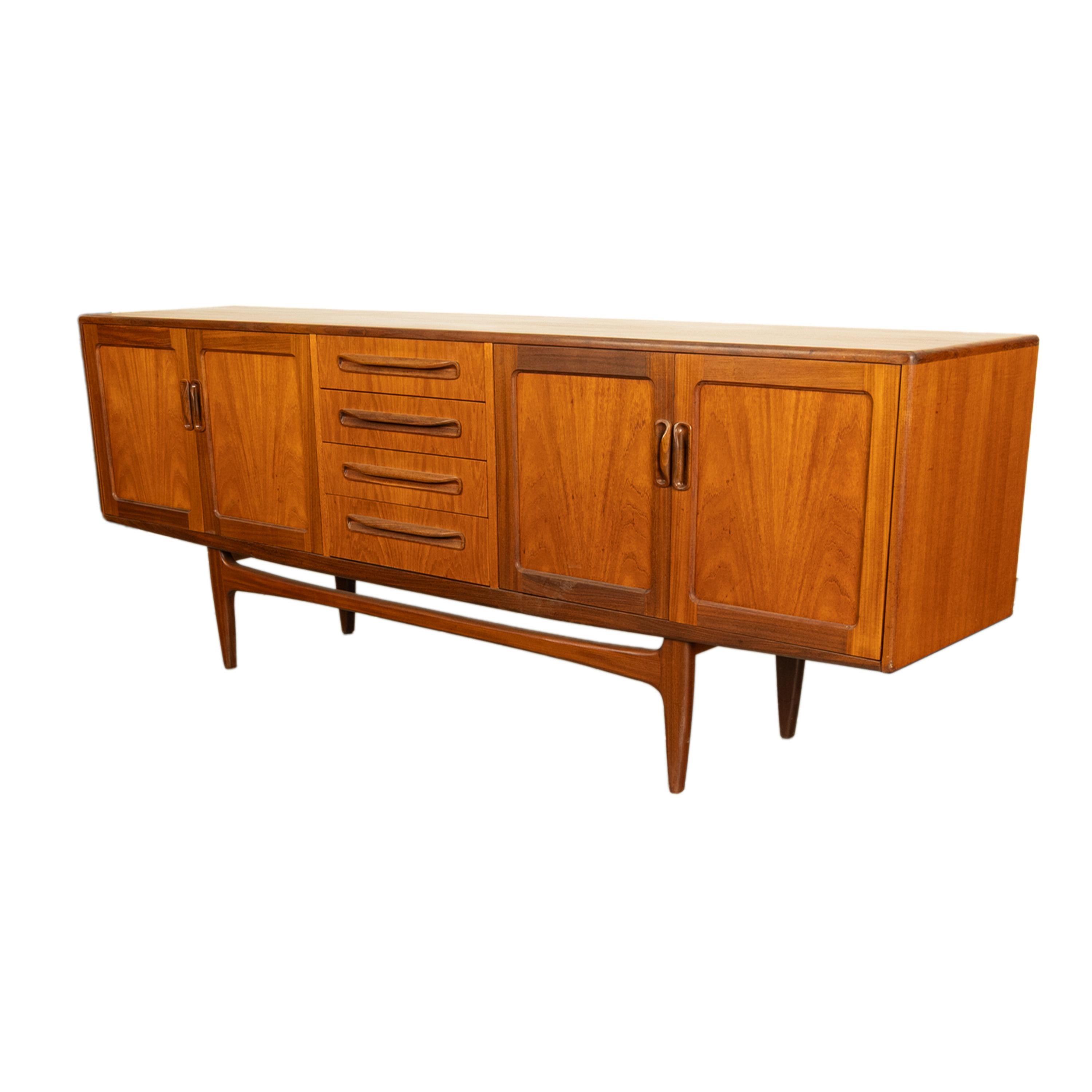 Mid-Century Modern Original Mid Century Modern G Plan Teak Fresco Long 4 Door Drawer Credenza 1966 For Sale