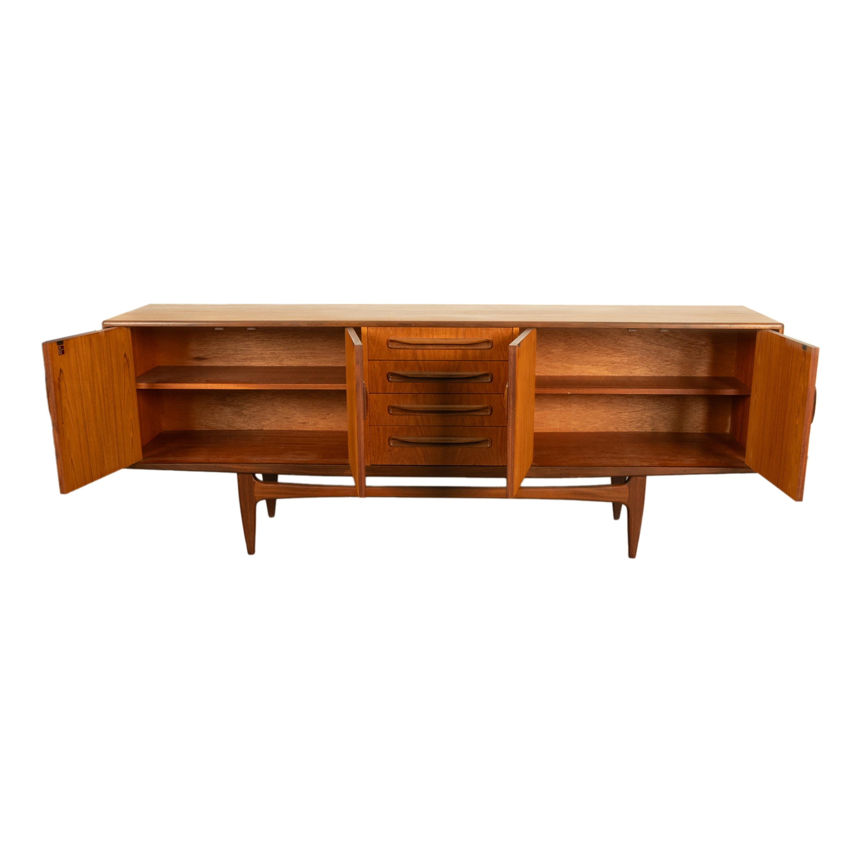 Original Mid Century Modern G Plan Teak Fresco Long 4 Door Drawer Credenza 1966 For Sale 2