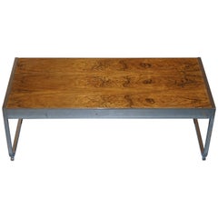 Original Mid-Century Modern Howard Miller Ltd Hardwood & Chrome Coffee Table