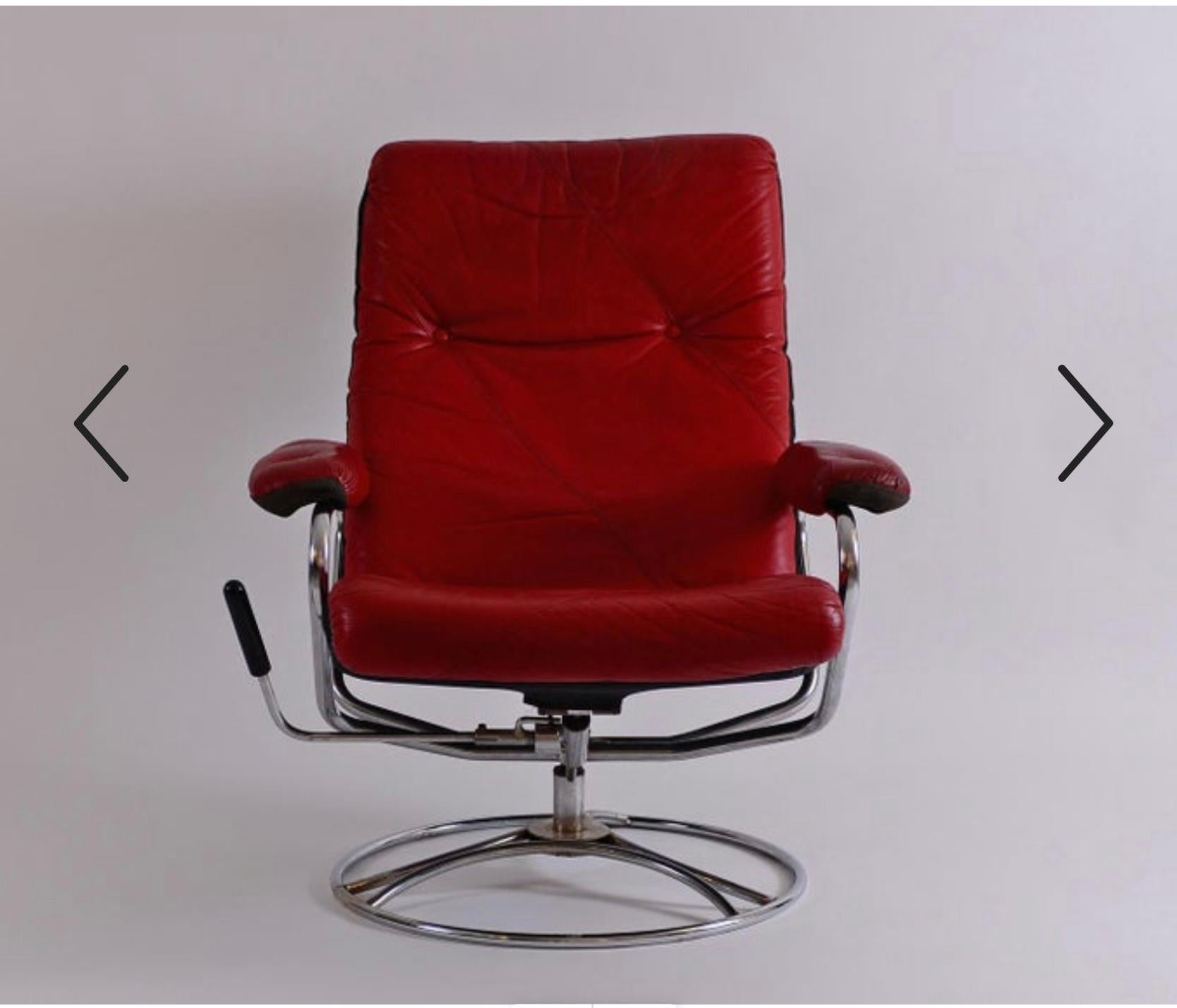 Original Mid-Century Modern Predecessor of the Ekornes Stressless Lounge Chair In Good Condition For Sale In Vienna, AT