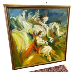 Original signiertes abstrakt-expressionistisches XL-Gemälde, Mid-Century Modern, 1963