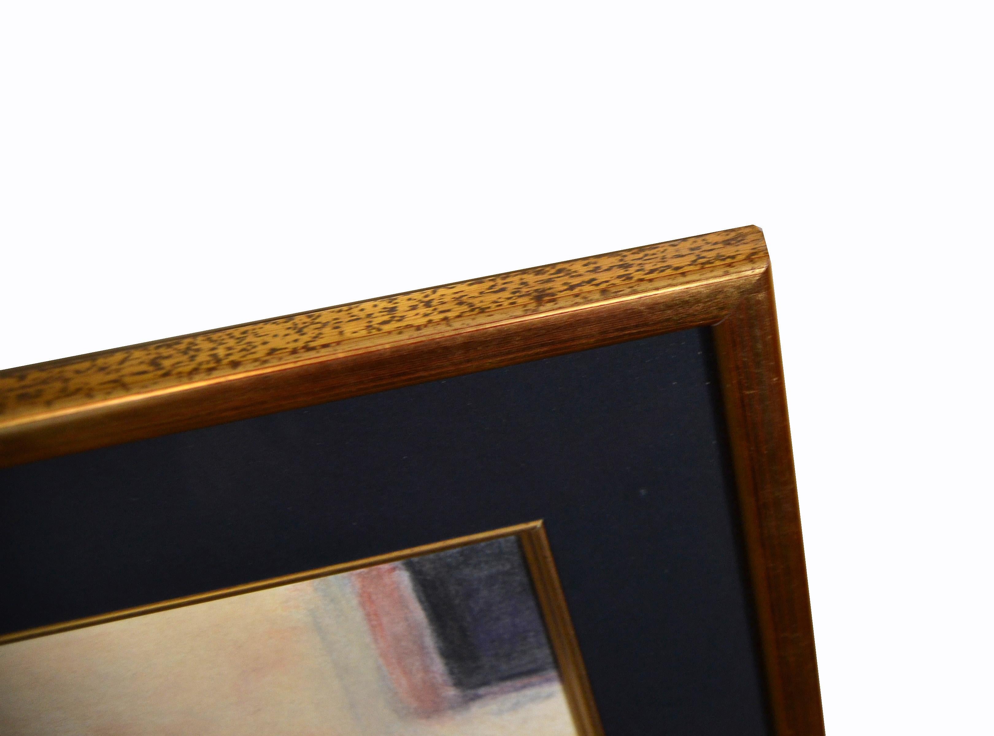 Original Mid-Century Modern Signed Golden Framed Fine Art by Artist M. Aronoff For Sale 5