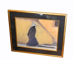 Original Mid-Century Modern Signed Golden Framed Fine Art by Artist M. Aronoff