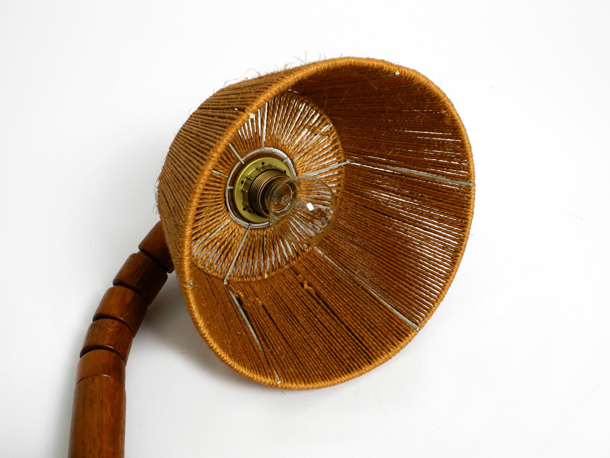 Original Mid Century Modern Temde table lamp made of oak with woven sisal shade 5