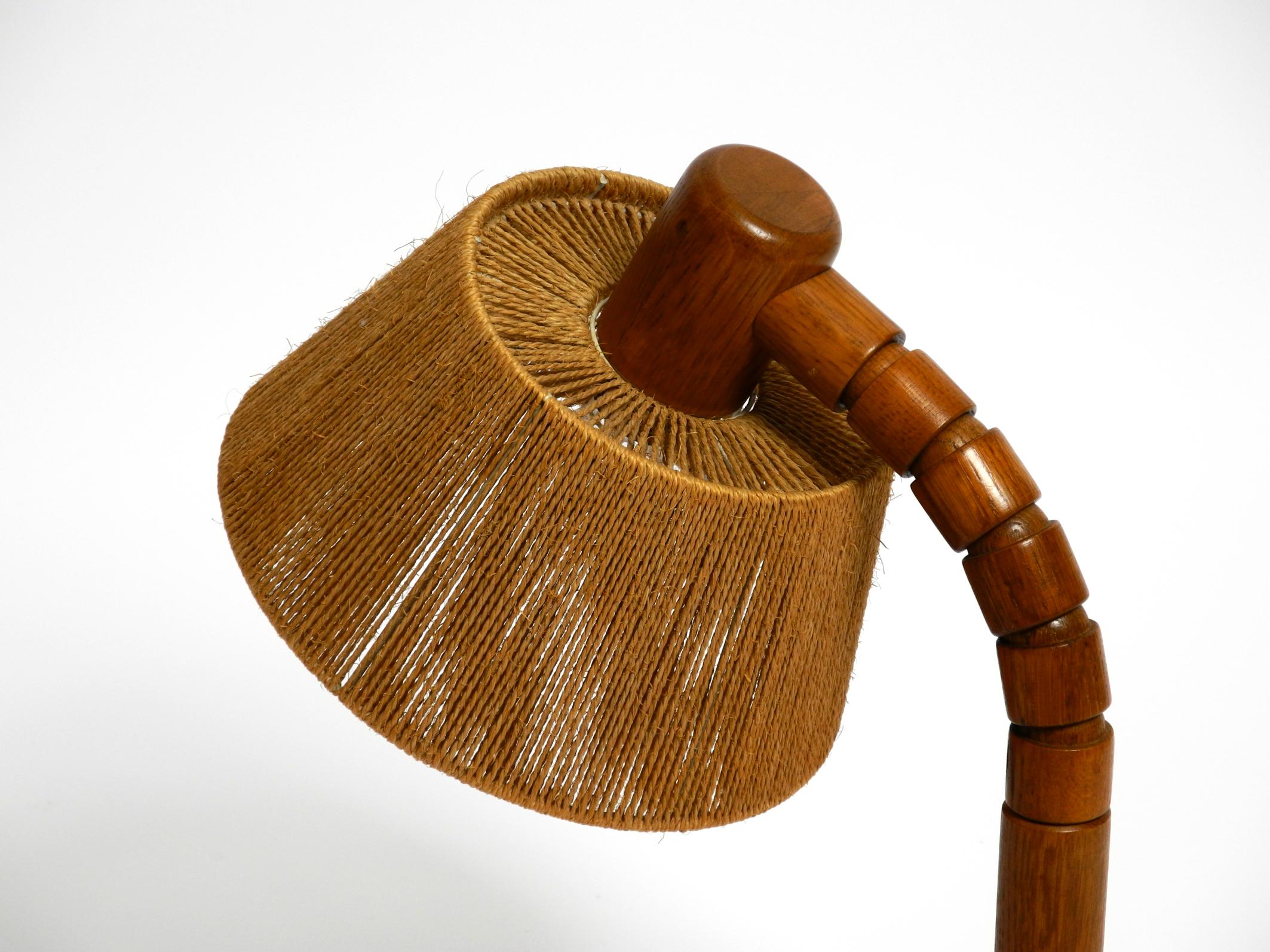 Original Mid Century Modern Temde table lamp made of oak with woven sisal shade 6
