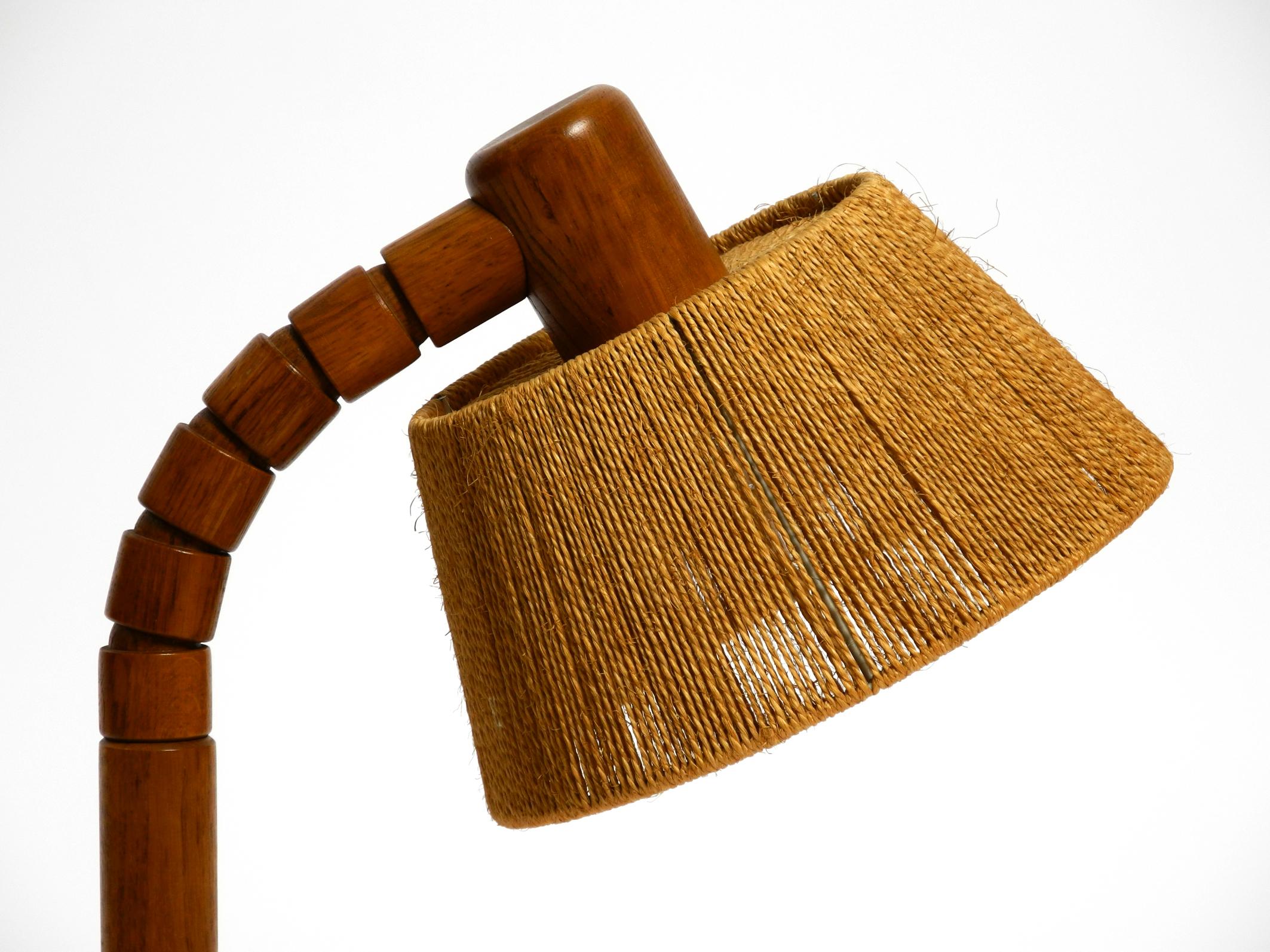 Original Mid Century Modern Temde table lamp made of oak with woven sisal shade 7