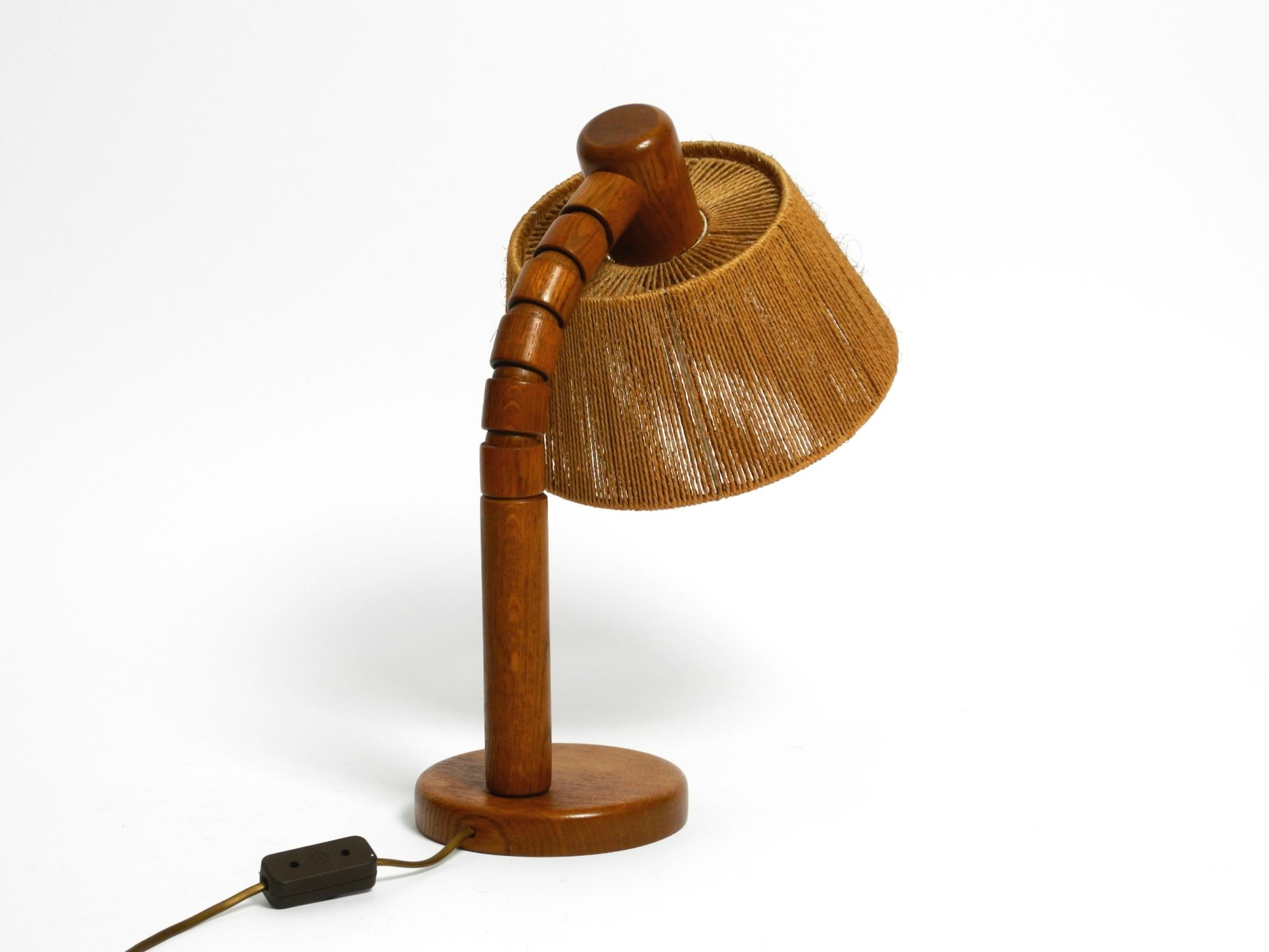 Original Mid Century Modern Temde table lamp made of oak with woven sisal shade 8