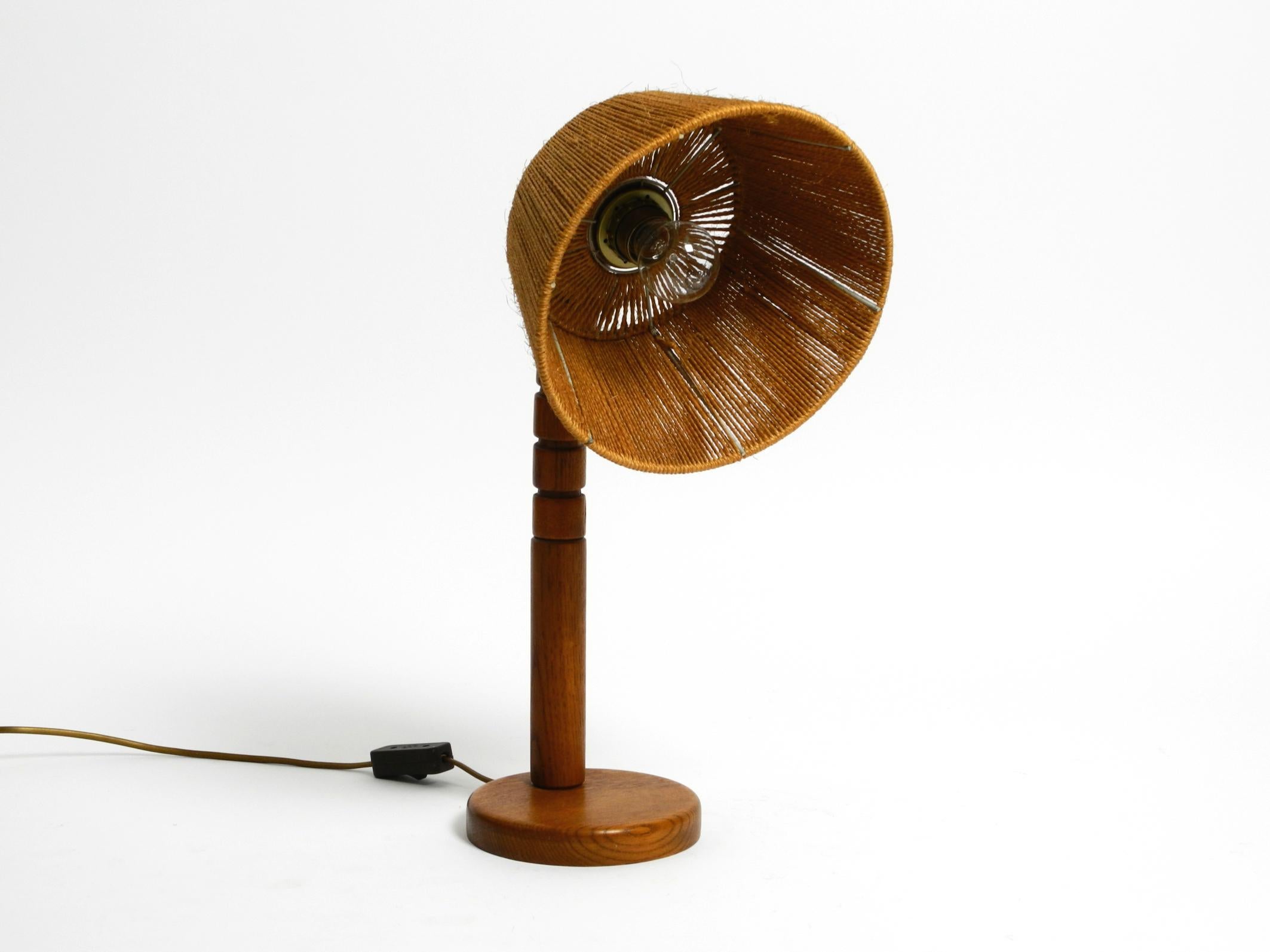 Original Mid Century Modern Temde table lamp made of oak with woven sisal shade 11