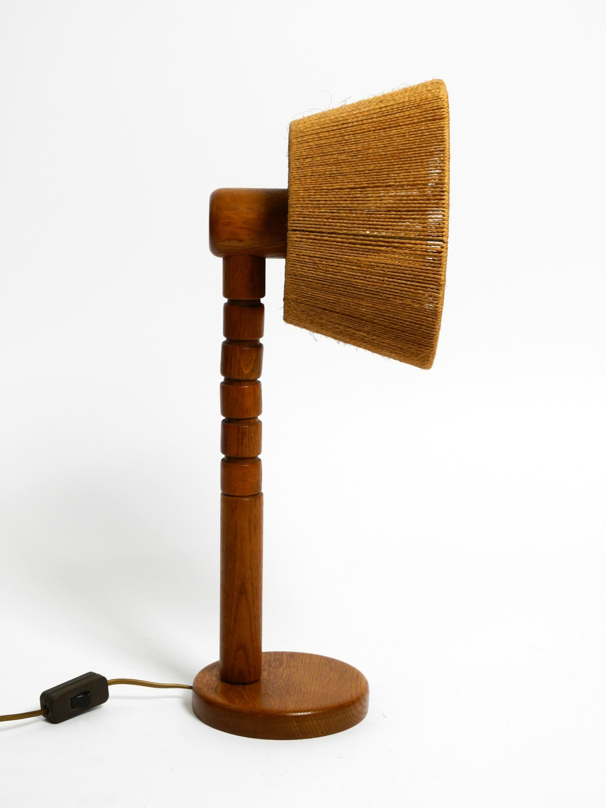 Original Mid Century Modern Temde table lamp made of oak with woven sisal shade 12
