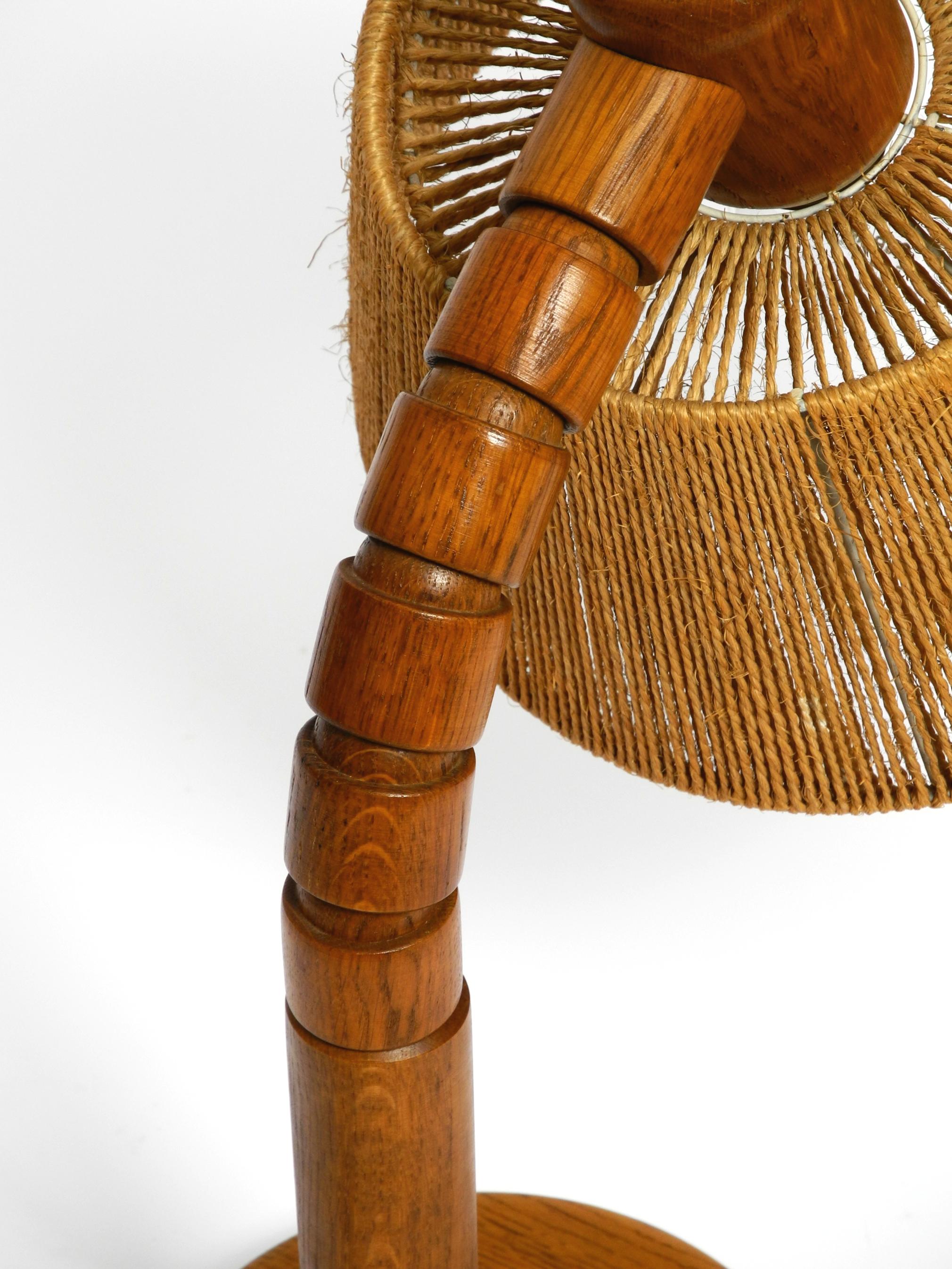 Original Mid Century Modern Temde table lamp made of oak with woven sisal shade 1