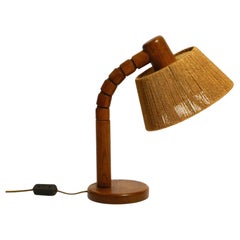 Original Mid Century Modern Temde table lamp made of oak with woven sisal shade