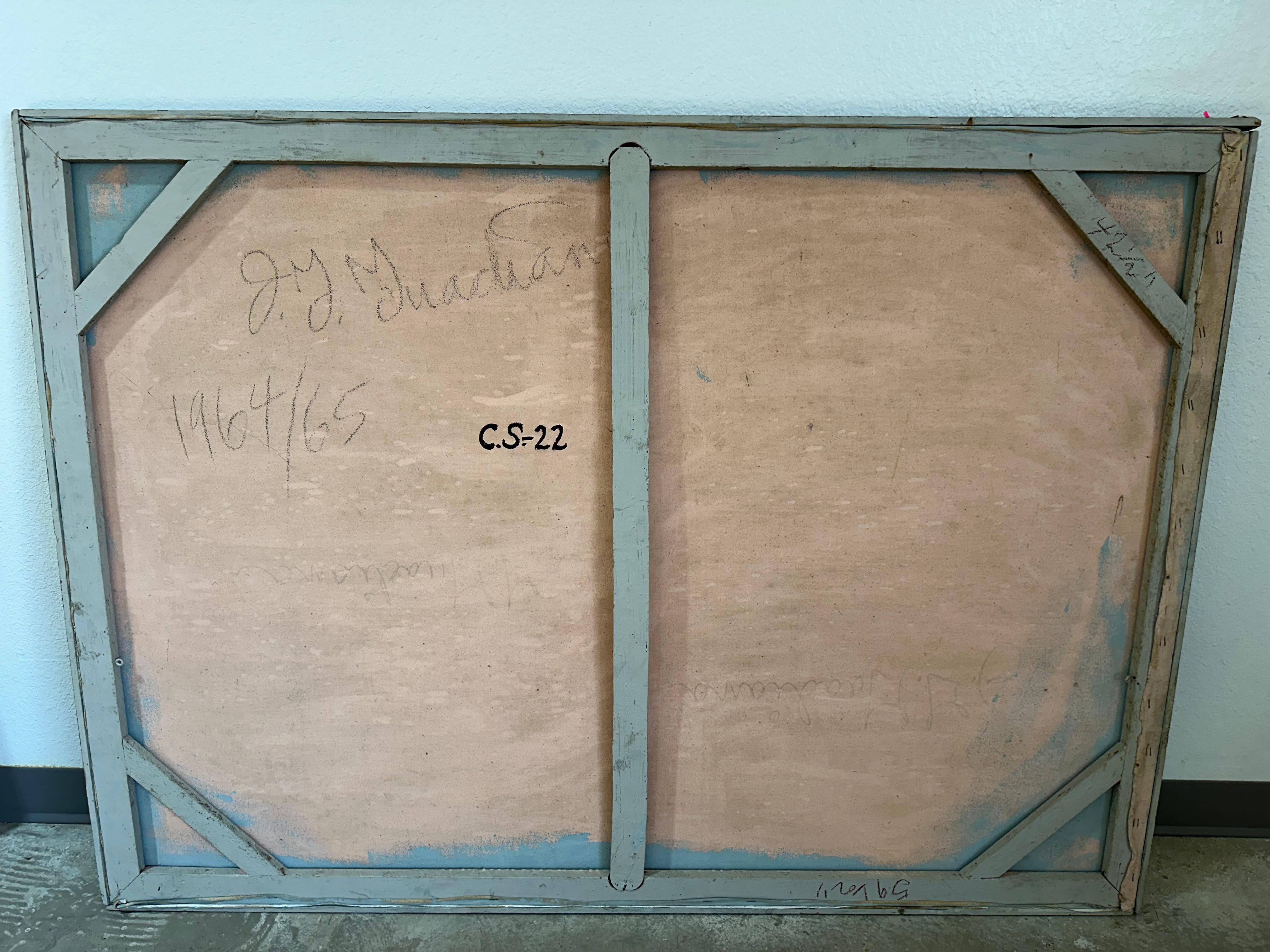 Peinture à l'huile abstraite texturée originale du milieu du siècle dernier en vente 5