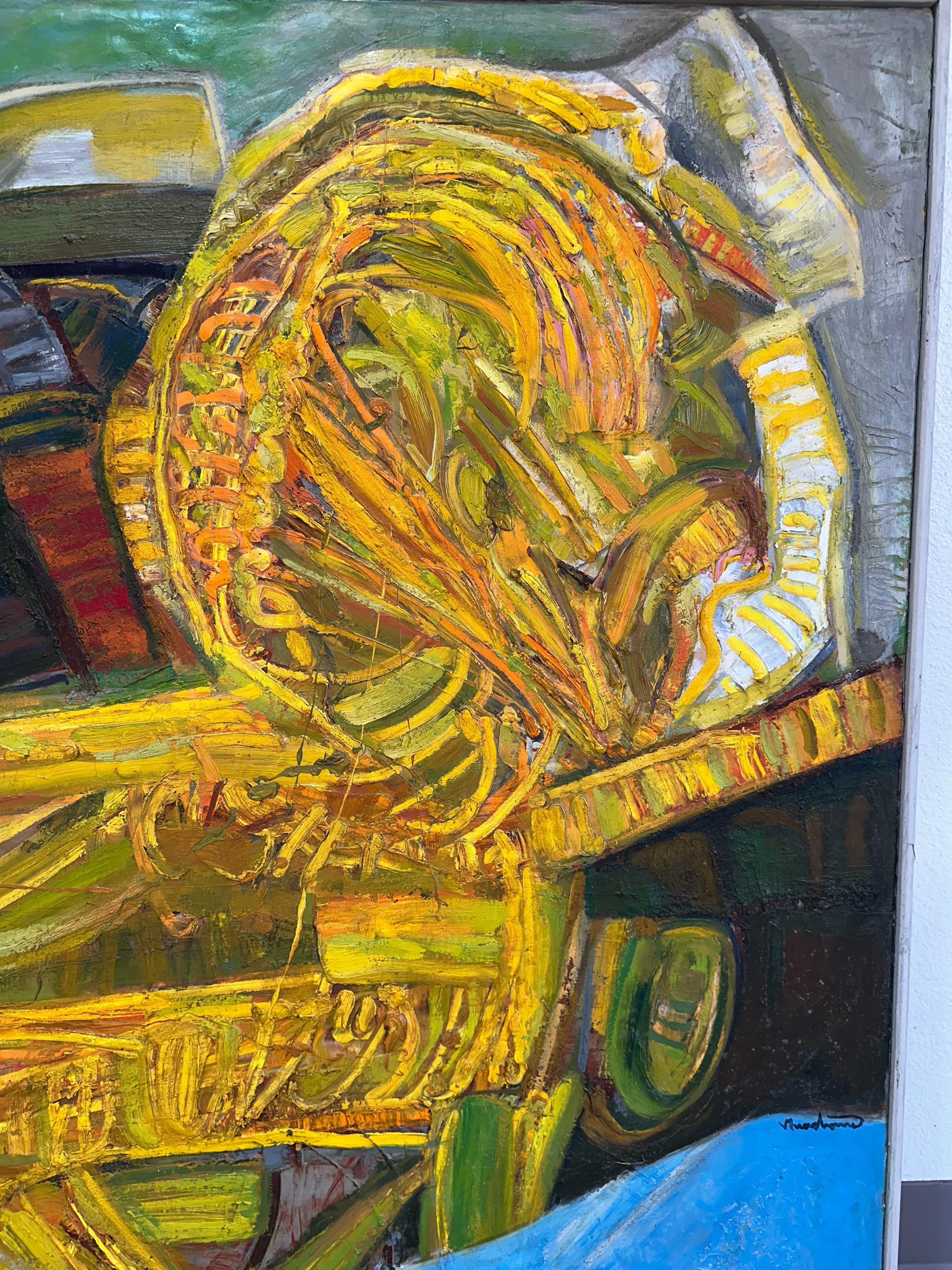 Fait main Peinture à l'huile abstraite texturée originale du milieu du siècle dernier en vente