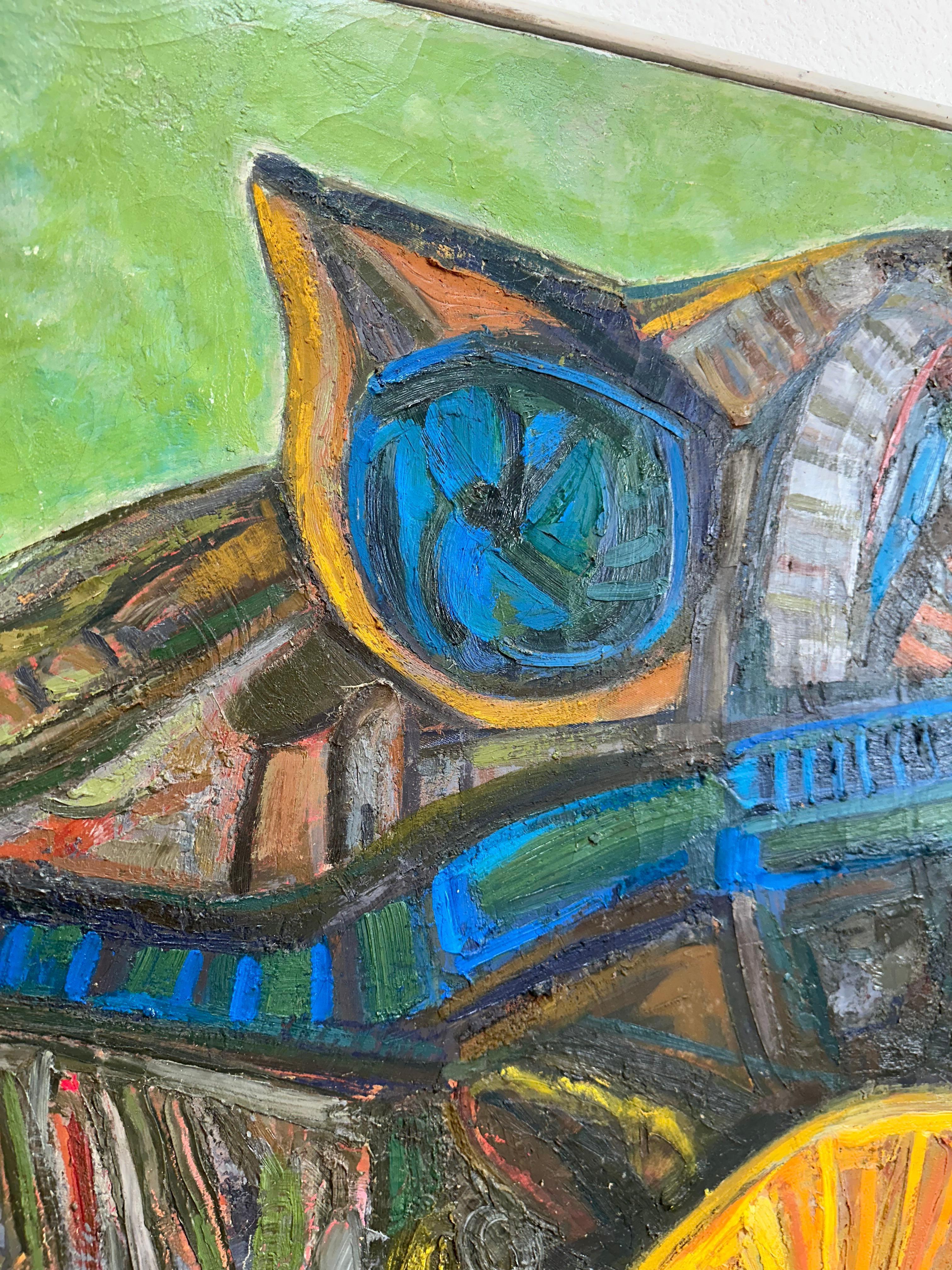 Peinture à l'huile abstraite texturée originale du milieu du siècle dernier en vente 1