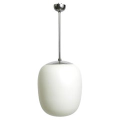 Original lampe suspendue en verre XL Wagenfeld de style moderniste du milieu du siècle, modèle "Düren".