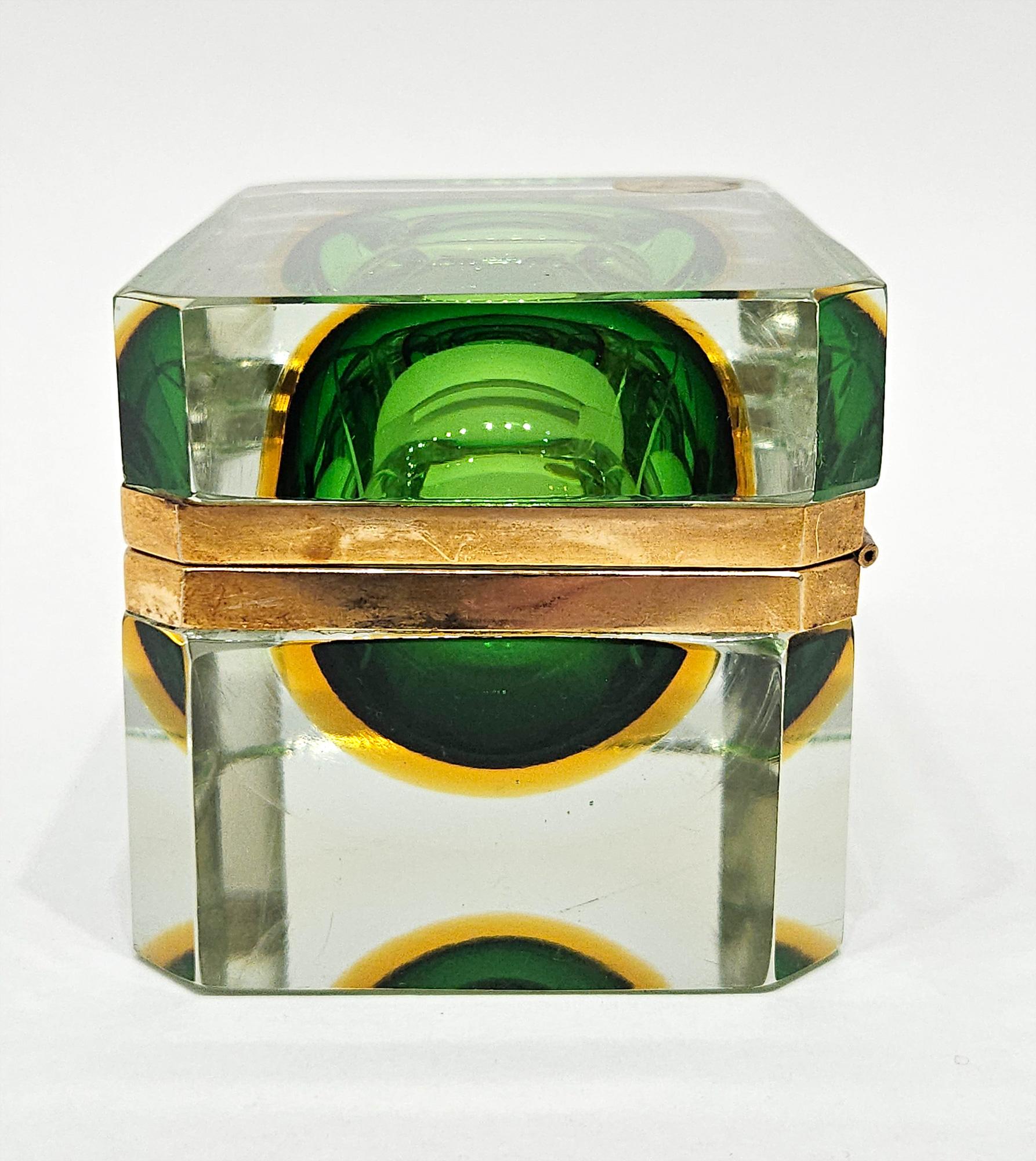 Original Mid Century Murano Glass Sommerso Box, Bucella Cristalli, Italy c. 1960 For Sale 2