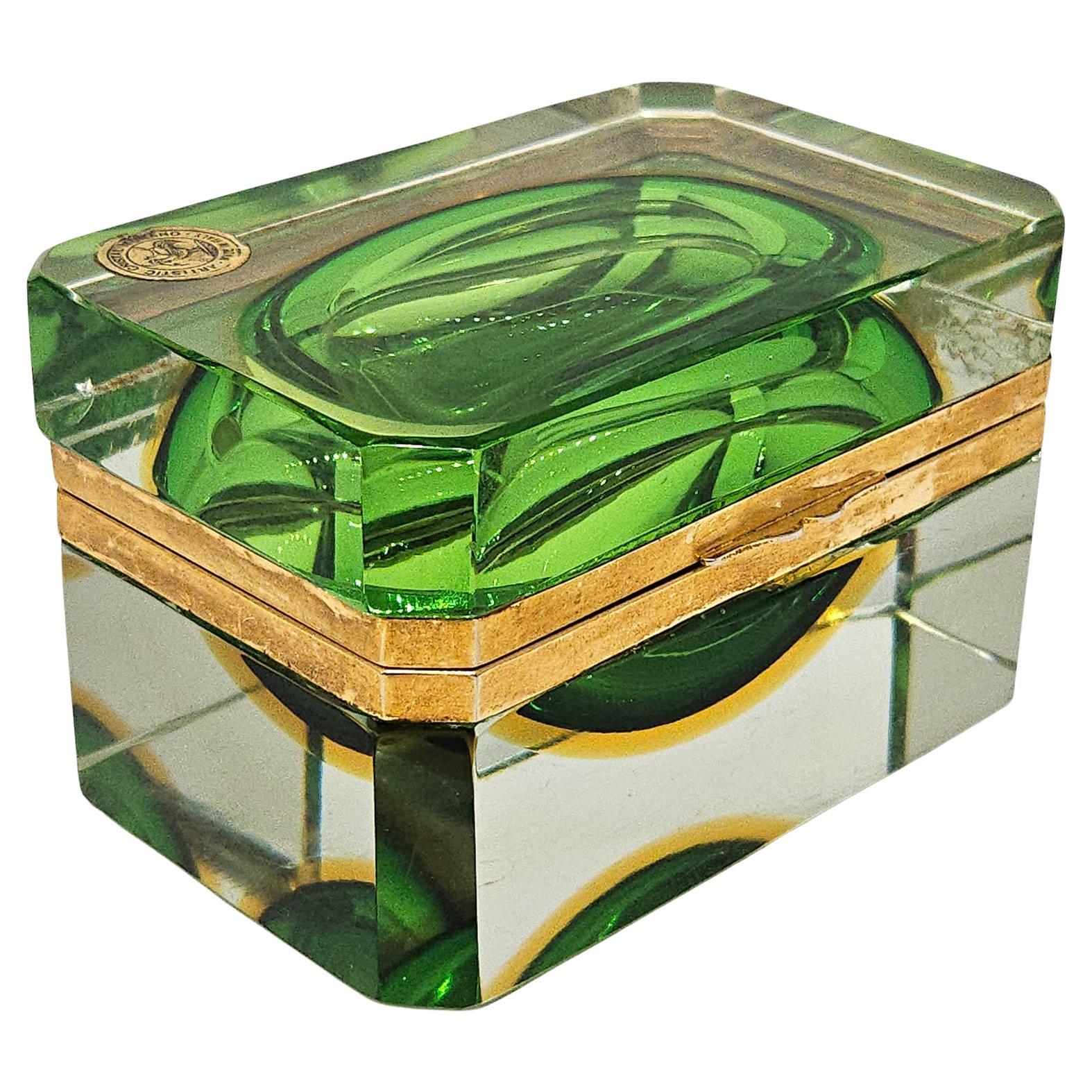 Caja original de Murano Glass Sommerso de mediados de siglo, Bucella Cristalli, Italia c. 1960