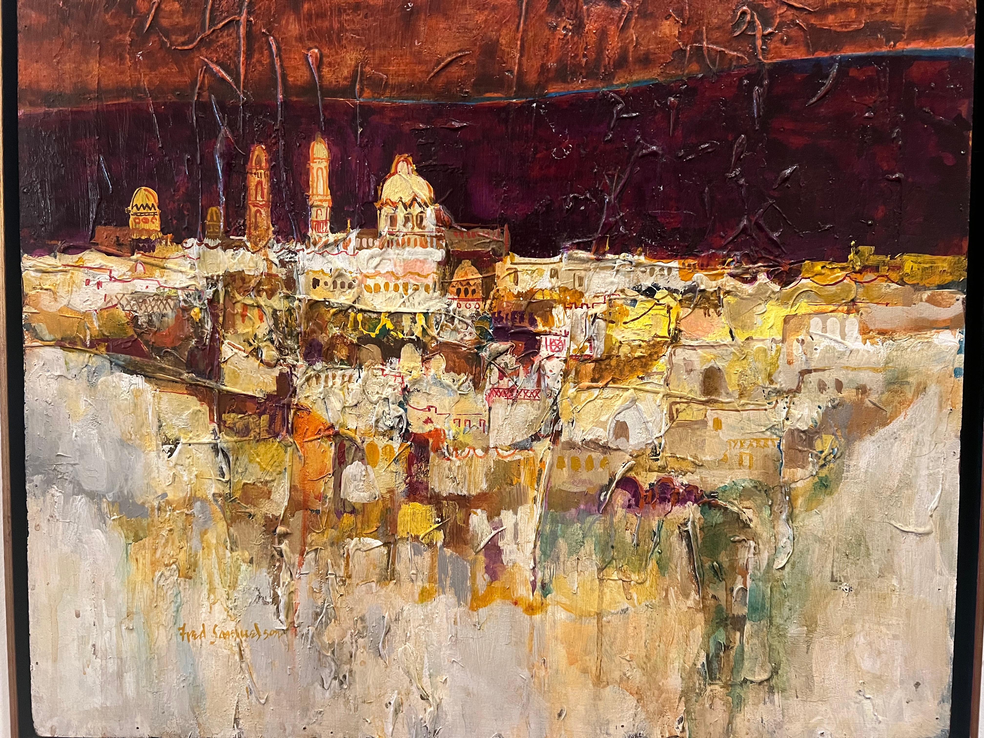 Original Mid Century Öl auf Karton Gemälde von Listed Artist Fred Samuelson (Moderne der Mitte des Jahrhunderts) im Angebot