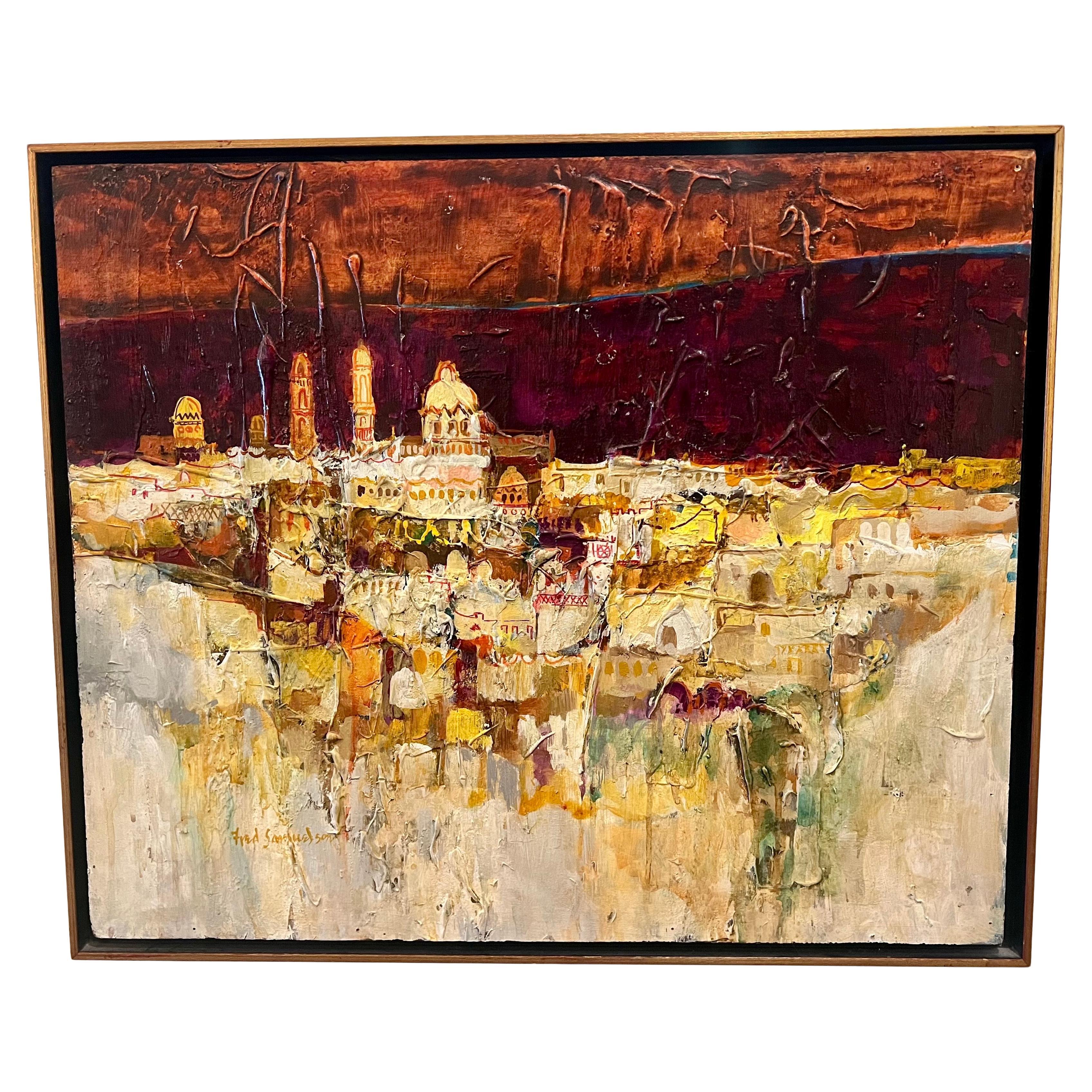 Original Mid Century Öl auf Karton Gemälde von Listed Artist Fred Samuelson