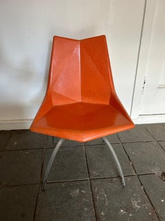 Original Mid century orange Paul McCobb Origami Fiberglass Chair spider base