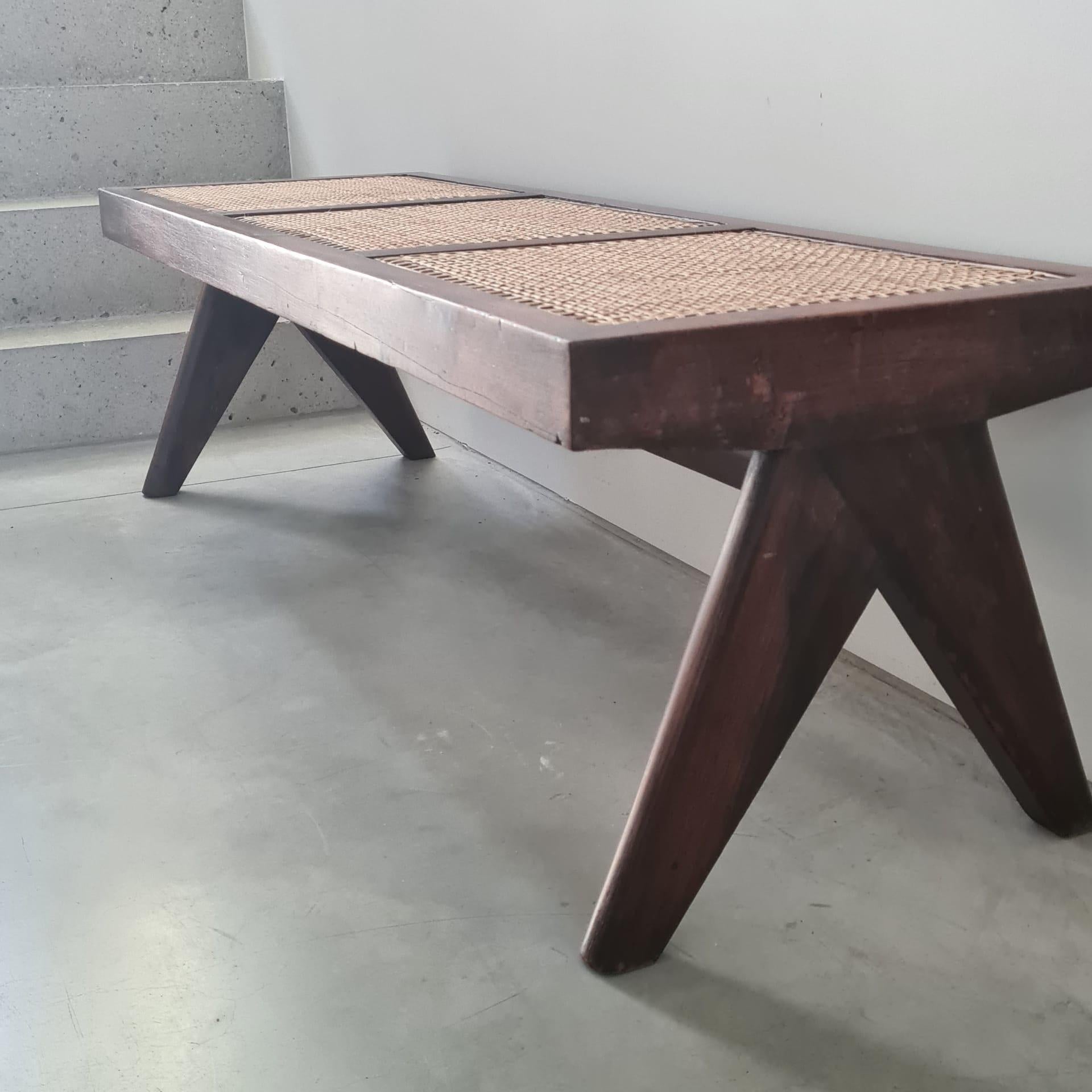 Mid-Century Modern Original Mid-Century Pierre Jeanneret Bench for Chandigarh