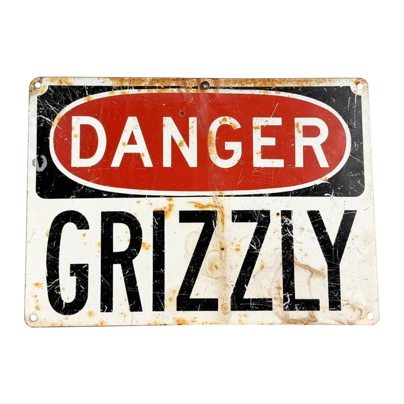 Panneau d
avertissement original en porcelaine du milieu du siècle, "Danger - Grizzly". en vente